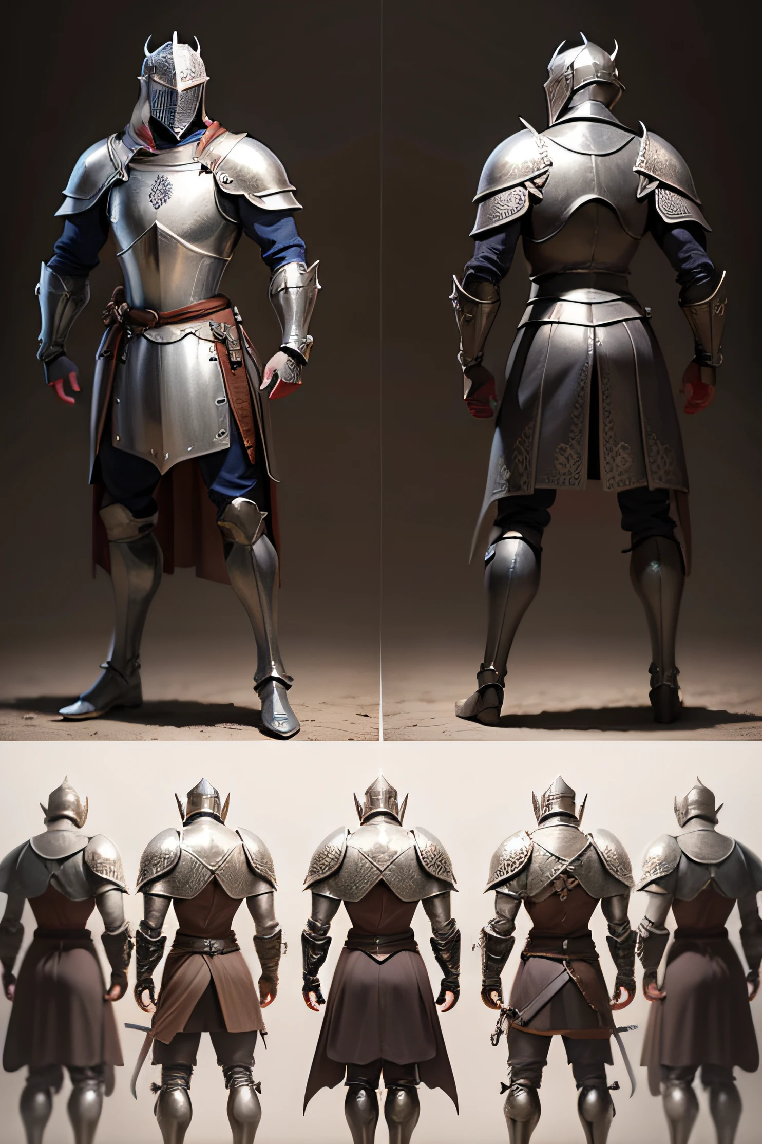 medieval knight, front and back, full body, sprite sheet, character study, front and back, 360 degrees, all sides, front and back, front and back, front and back, front and back, front and back, front and back, full body, full body, full body, ultra-realistic, ultra-realistic, ultra-realistic