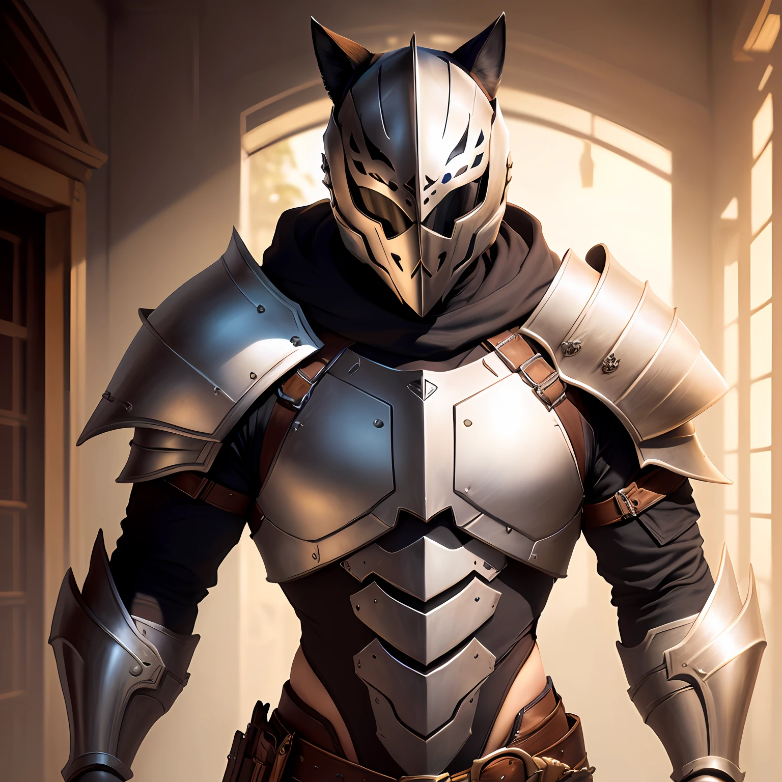 Gato com armadura fofo