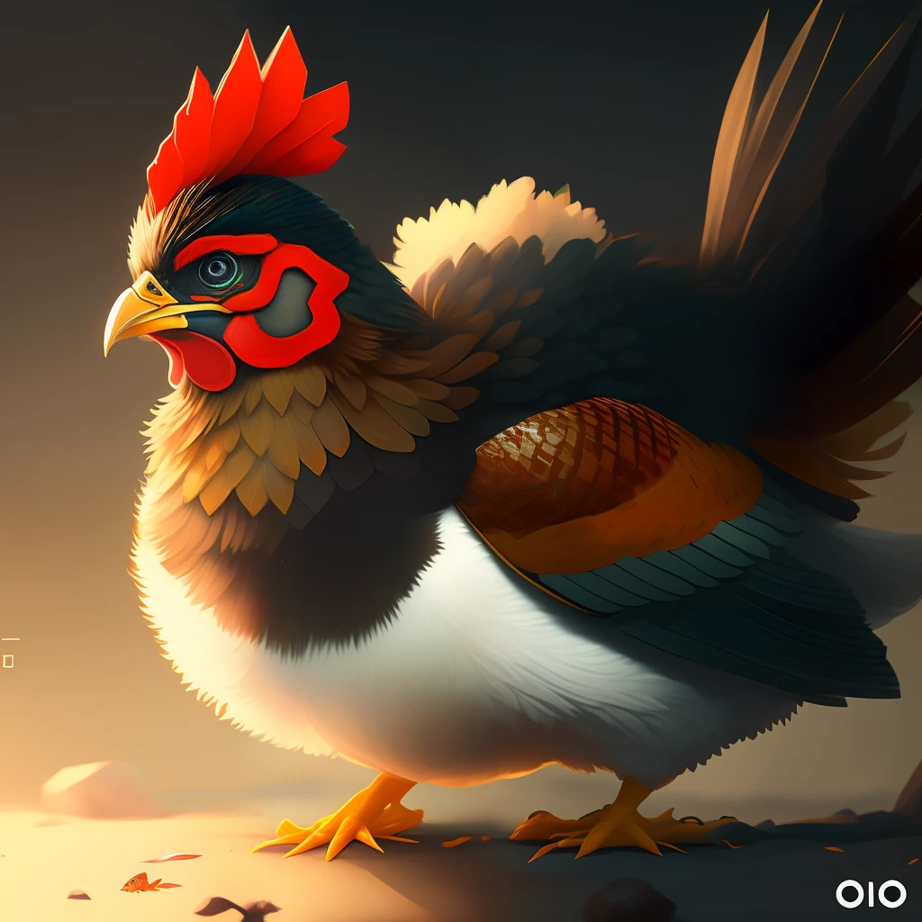 retrato de um chicken bonito como um guerreiro, olhar raivoso, bico aberto, cinemactic, , arte digital, Artstation Trend, 4k, alto detalhe