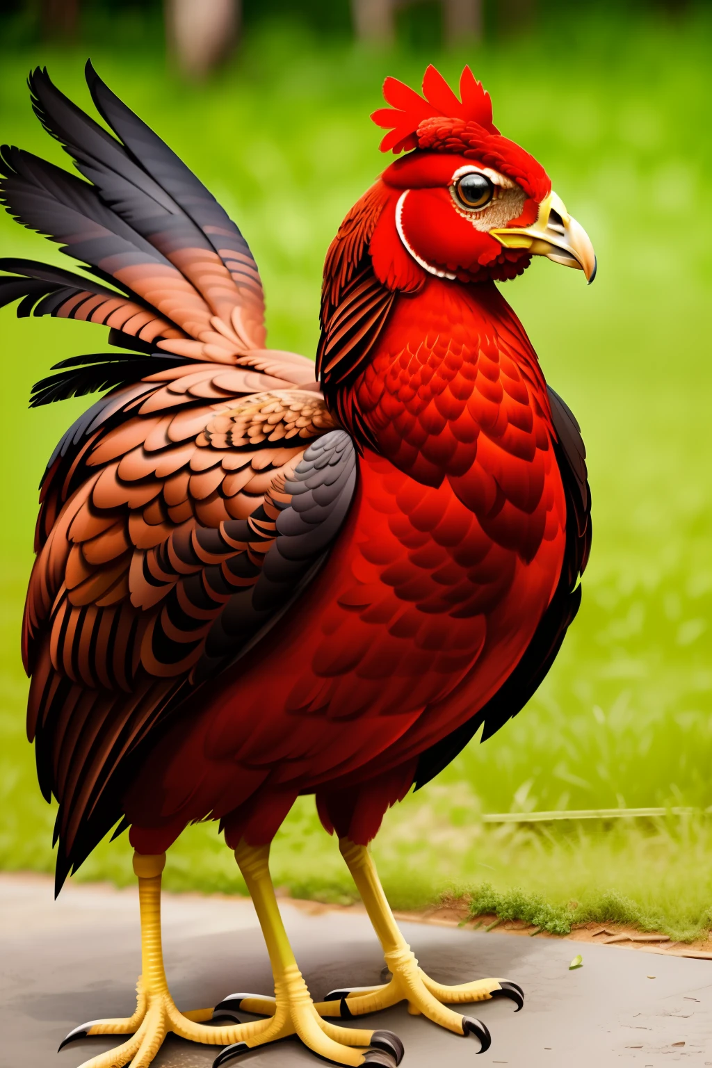 chicken, olhar furioso, fundo desfocado, obra-prima