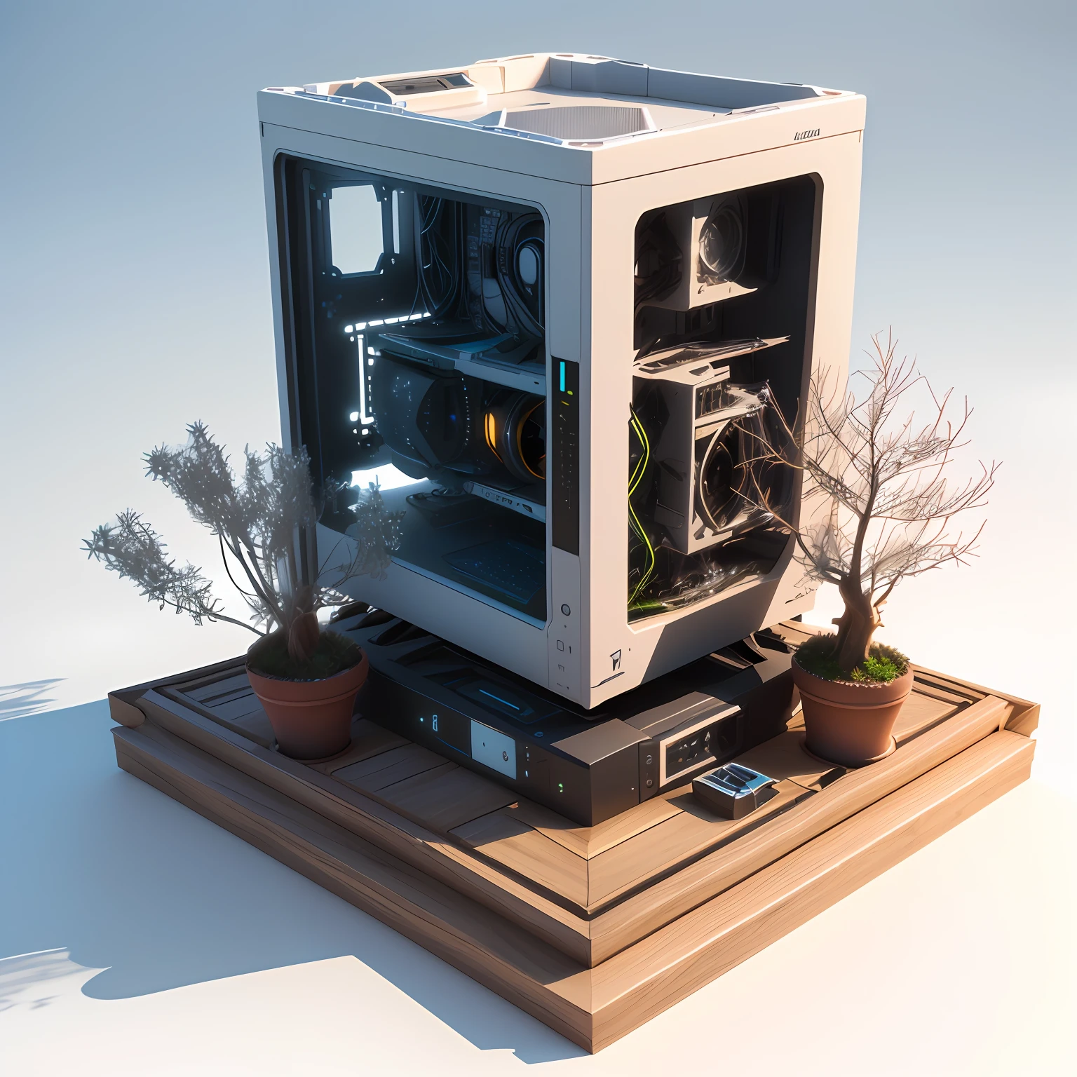 3d computer backlit on a white background with 4k resolution
