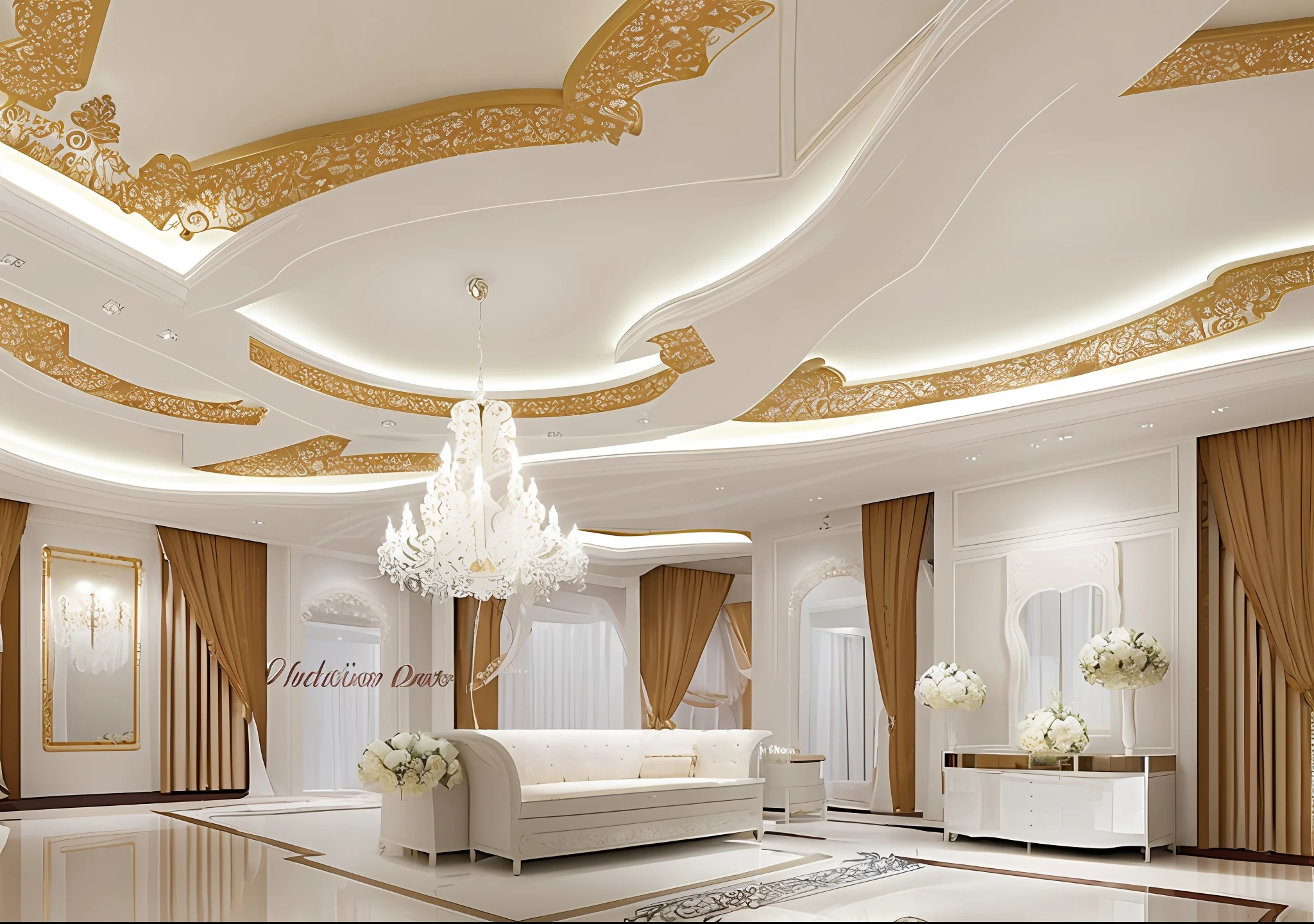 Interior Wedding dresses store in KSA the view on the qaaba, high details, realistic, high quality, 1024*720 dimensions.