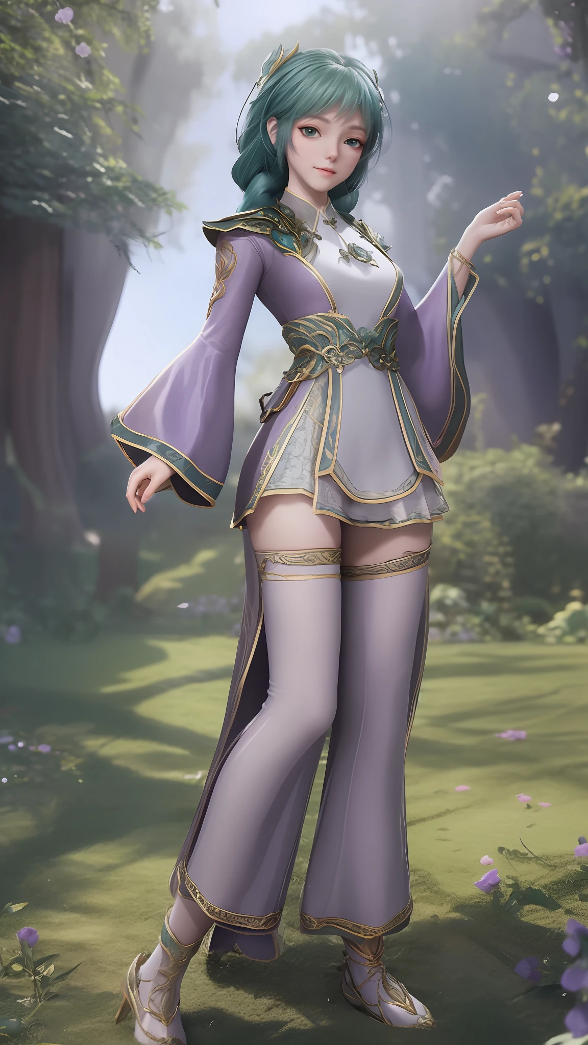 The Araved woman dressed in purple sits on a rock near the body of water, Extremely detailed Artgerm, Keqing from Genshin Impact, 2. 5 D CGI anime fantasy artwork, full-body xianxia, zhongli from genshin impact, elegant cinematic pose, spellcasting pose, WLOP and Sakimichan, highly detailed exquisite fanart