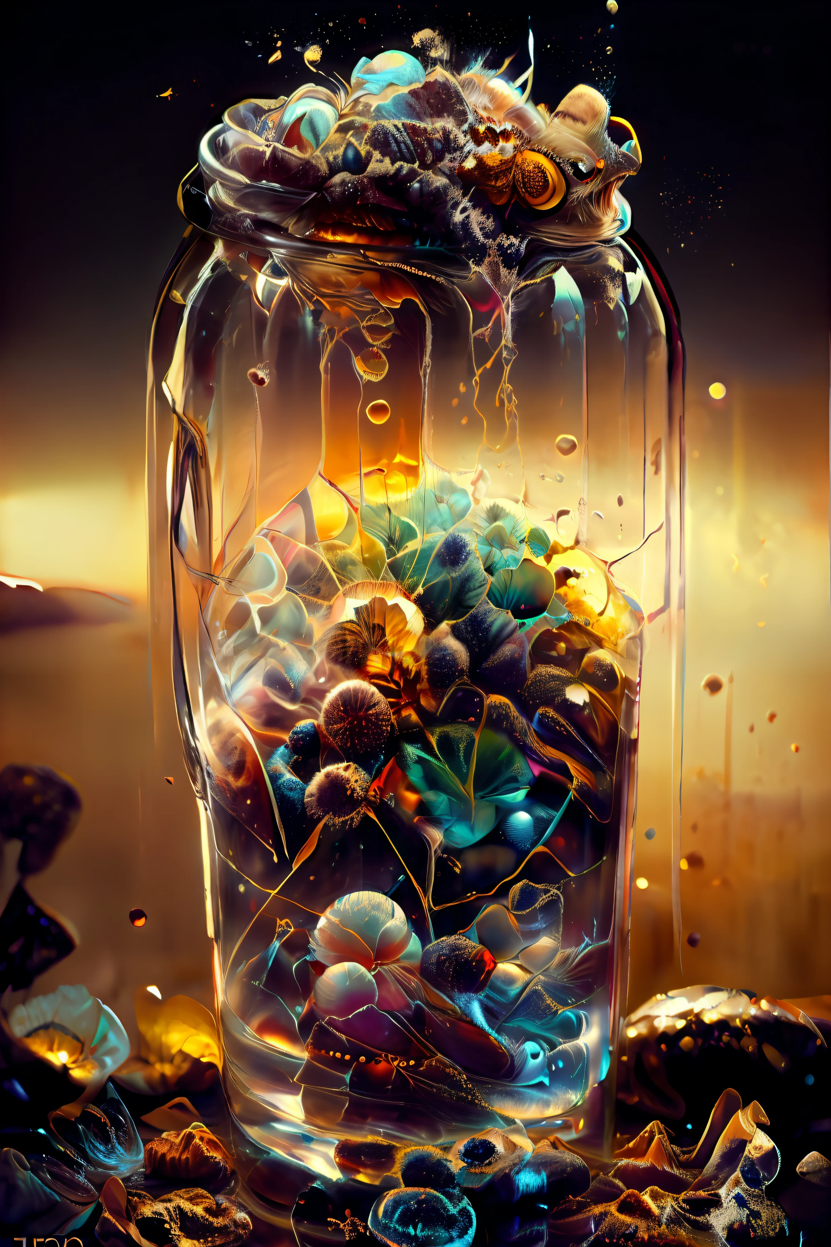 (temperatura absoluta cero grados Kelvin,congelado ), dream, Pintura digital surrealista , Arte de Alberto Severo, salpicaduras y gotas, brillos tornasolados, efectos 3D, Ultra HD, obra de arte magistral ,cinematic lighting,16k
