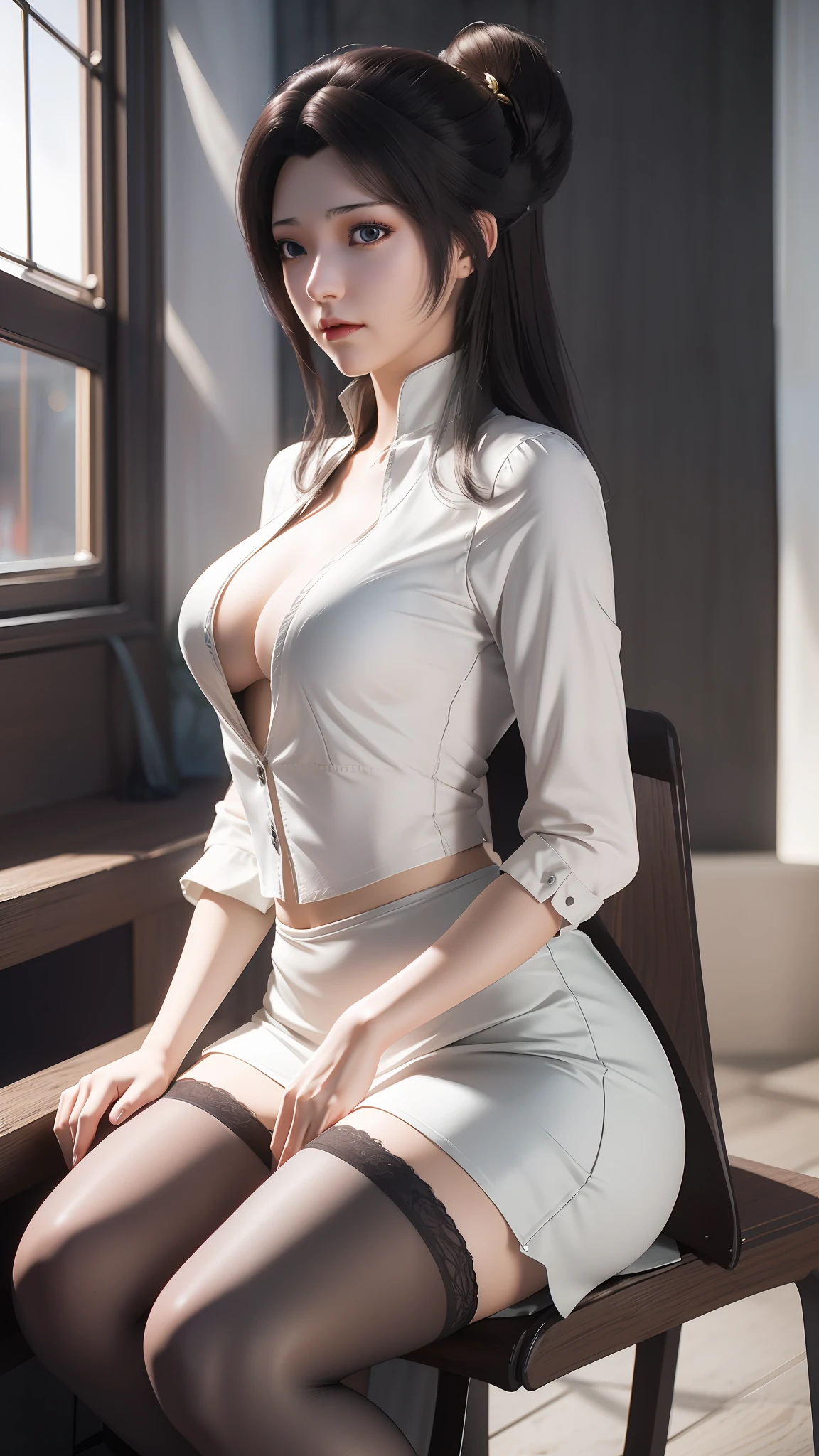 anime - style image of a woman in a short skirt and shirt, seductive anime girls, Smooth anime CG art, Surrealism female students, Surrealism female students, thighhighs and skirt, photorealistic anime girl rendering, beautiful and seductive anime woman, Realistic schoolgirl, Realistic anime 3 D style, 3 d anime realistic, Beautiful Anime High School Girls
