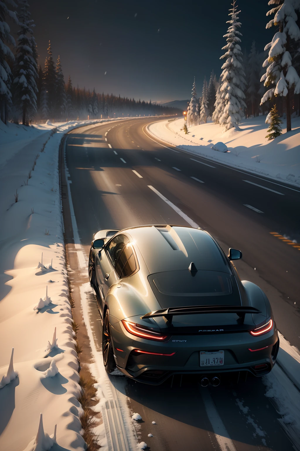 Masterpiece,Best quality,offcial art,Extremely detailed Cg Unity 8K wallpaper,illustration,Light,offcial art,Extremely detailed Cg Unity 8K wallpaper, In winter,Snow, Beautiful detailed sky, Light,forest,highways, Outdoors,1car, (Car:1), groundvehicle, Sports cars, porsche, Large tail wing,GT3, White wheels,Vehicle focus,Need for speed,Moving,Wet,a beauty girl
