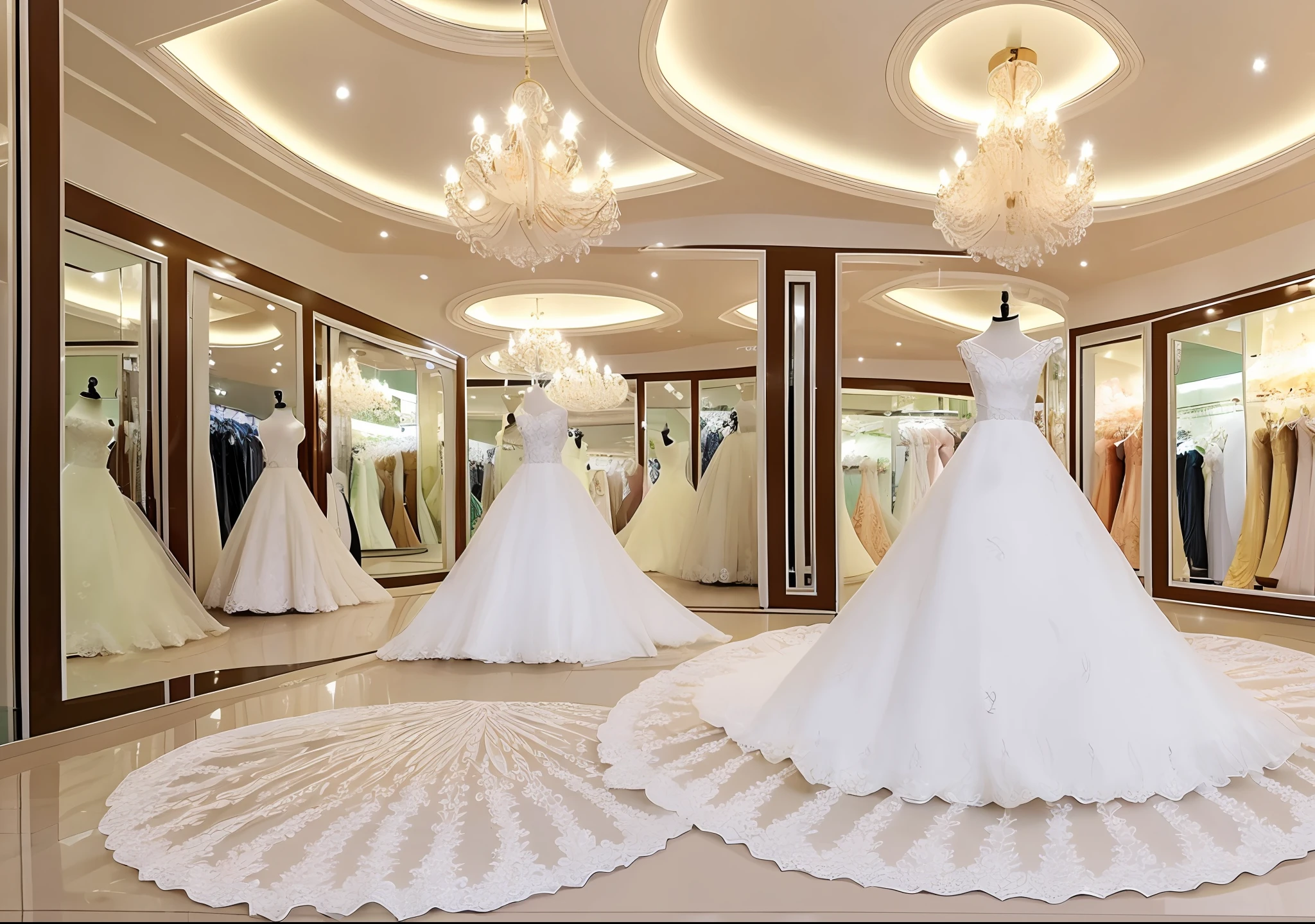 Interior Wedding dresses store in KSA the view on the qaaba, high details, realistic, high quality, 1024*720 dimensions.