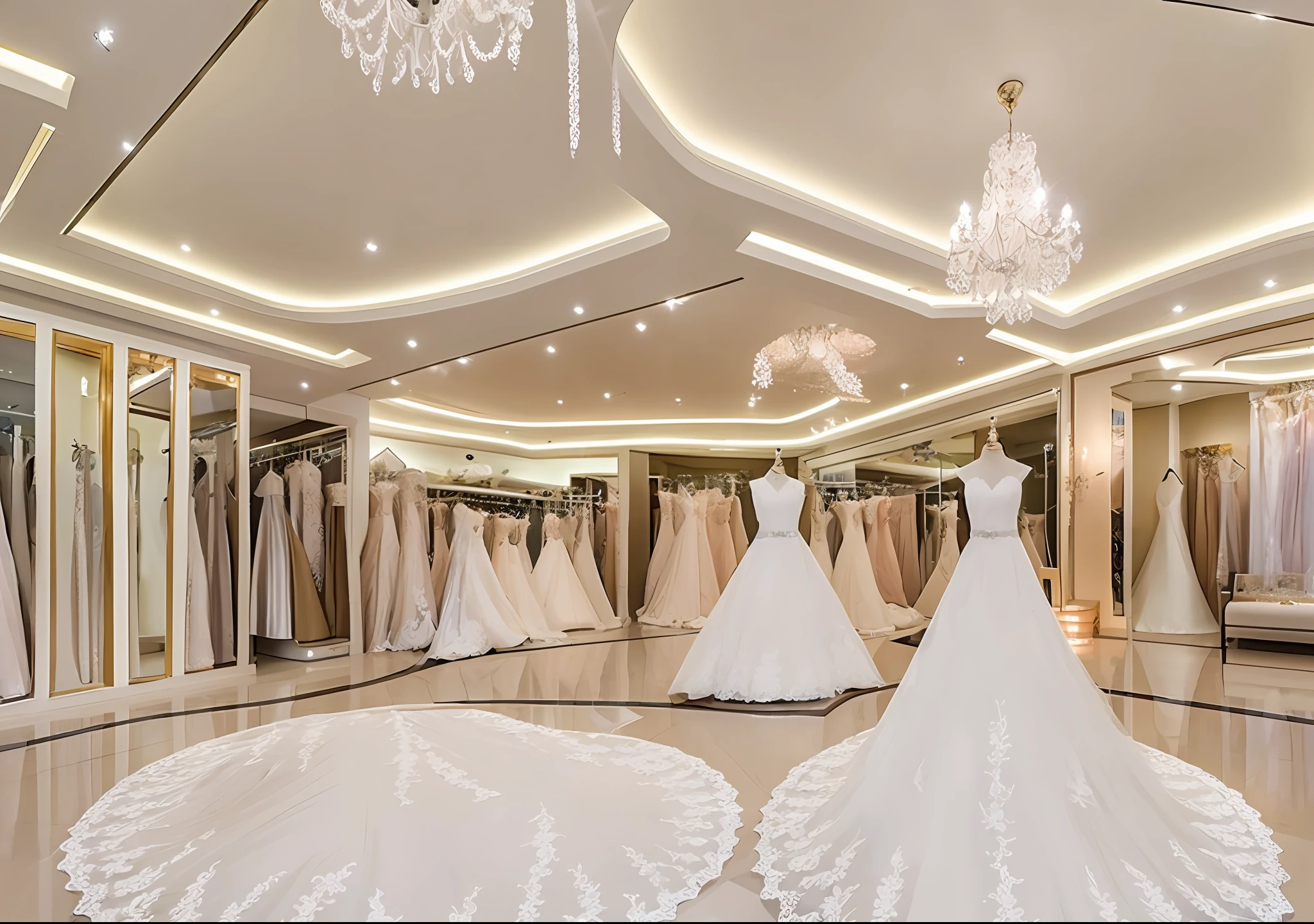 Interior Wedding dresses store in KSA the view on the qaaba, high details, realistic, high quality, 1024*720 dimensions.