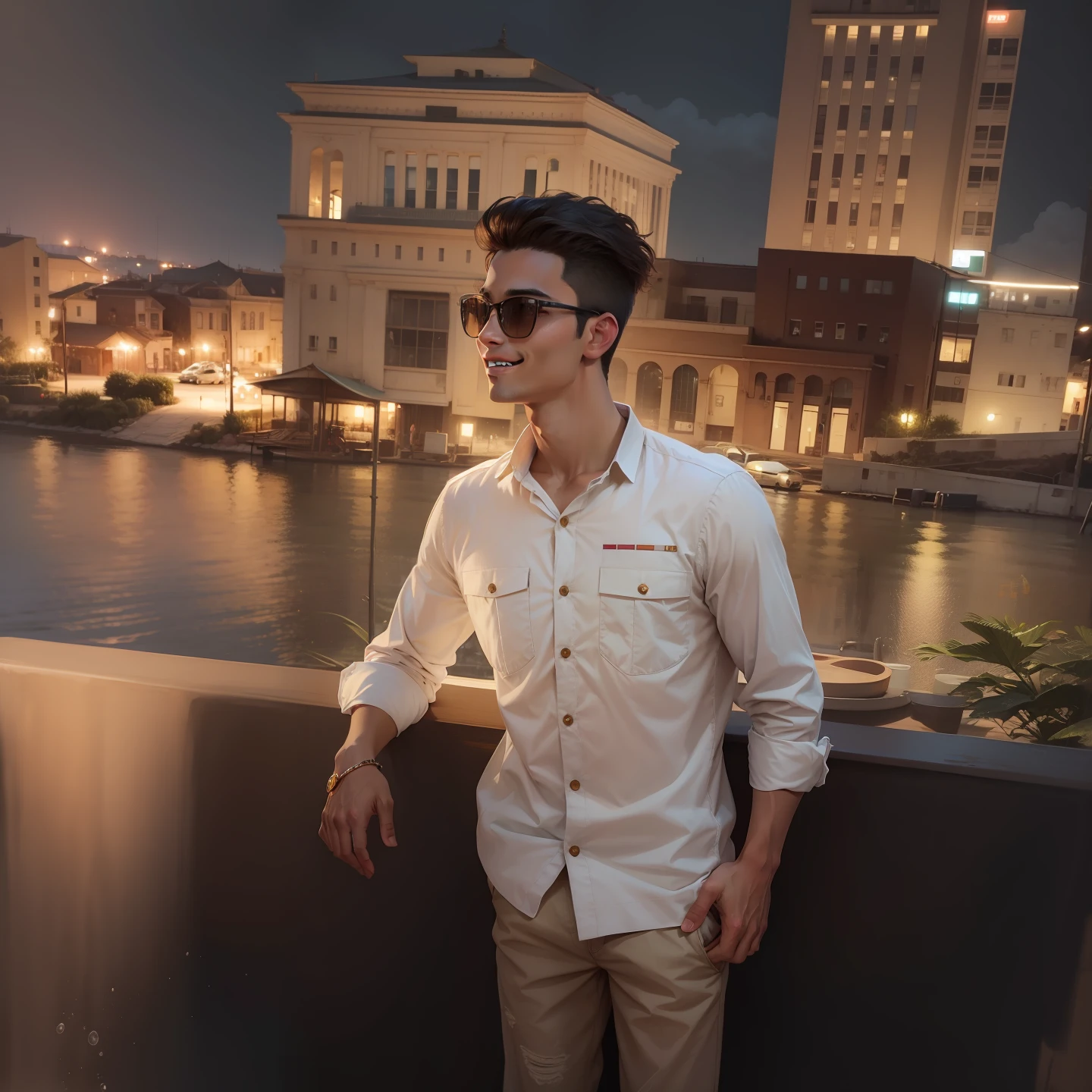 Handsome boy, cute smile, background change, orginal face