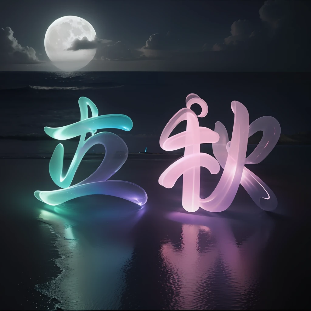 rainbow glass pebbles on the beach, holographic stormy sea, pale pink detailed moon in the sky , night, pixar, high octane, professional photo, beautiful, aesthetically pleasing, photorealism, hyperrealism, high detail, soft lighting , volume, ultra hd, realistic, vivid colors, highly detailed, UHD drawing, pen and ink, perfect composition, beautiful detailed intricate insanely detailed octane render trending on artstation, 8k artistic photography, photorealistic concept art, soft natural volumetric cinematic perfect light