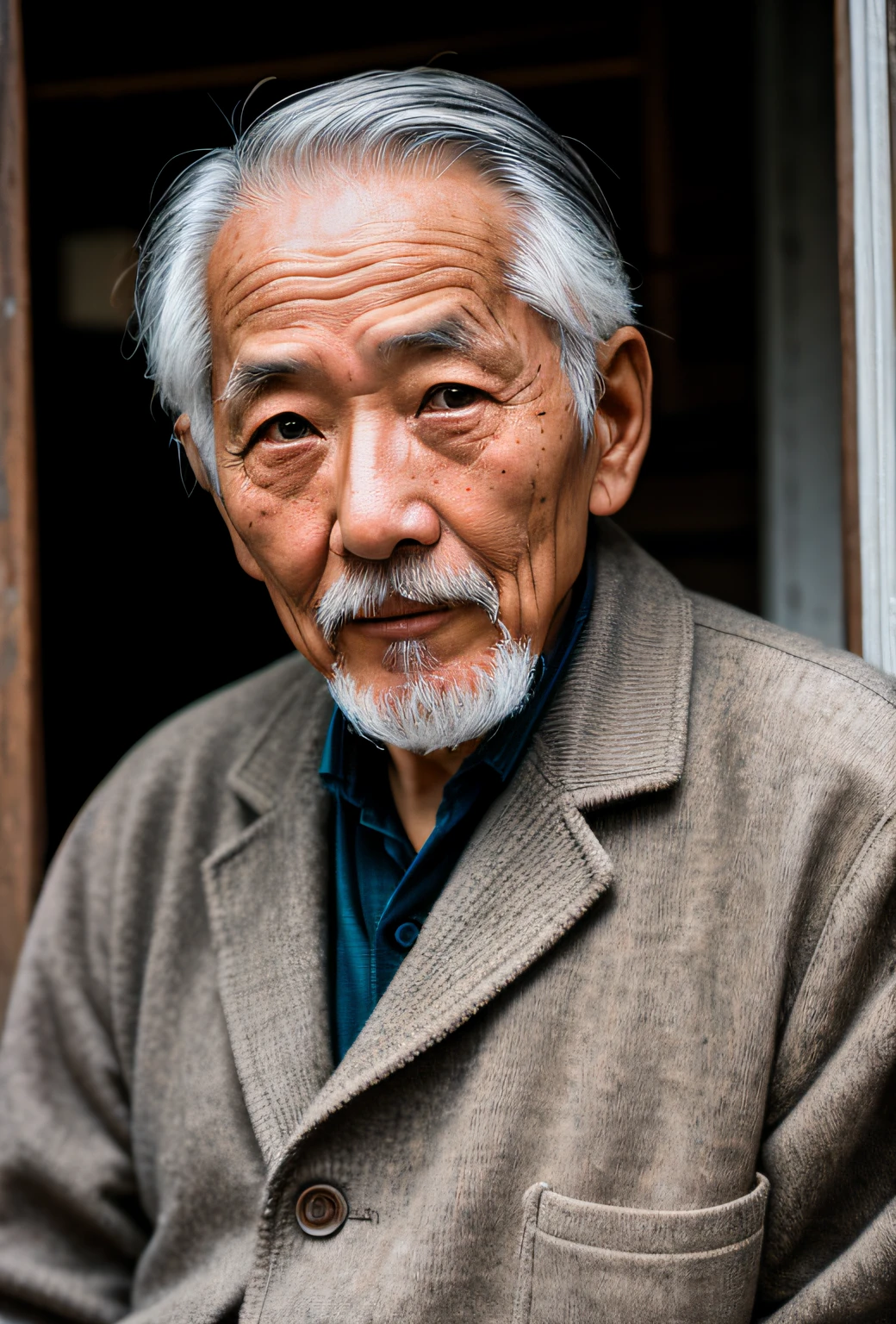 RAW photo of a japanese old man, cinematic, small details, photorealistic, ultra-realistic photo, 8k uhd, dslr, soft lighting, high quality, film grain, Fujifilm XT3, (masterpiece),