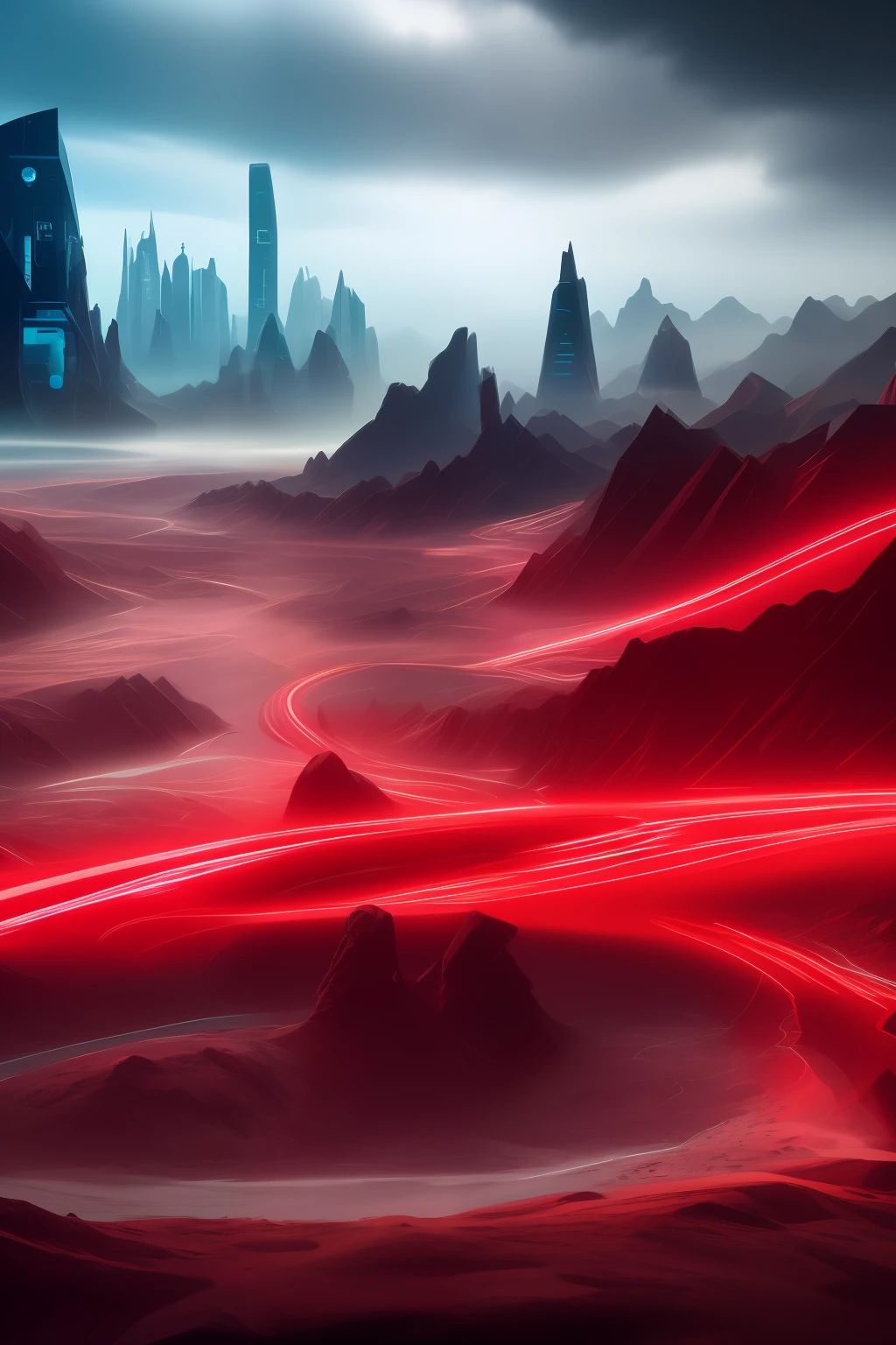 Landscape of  futuristic sci-fi city, scifi, ultra realistic, high-resolution, City, Red Star
