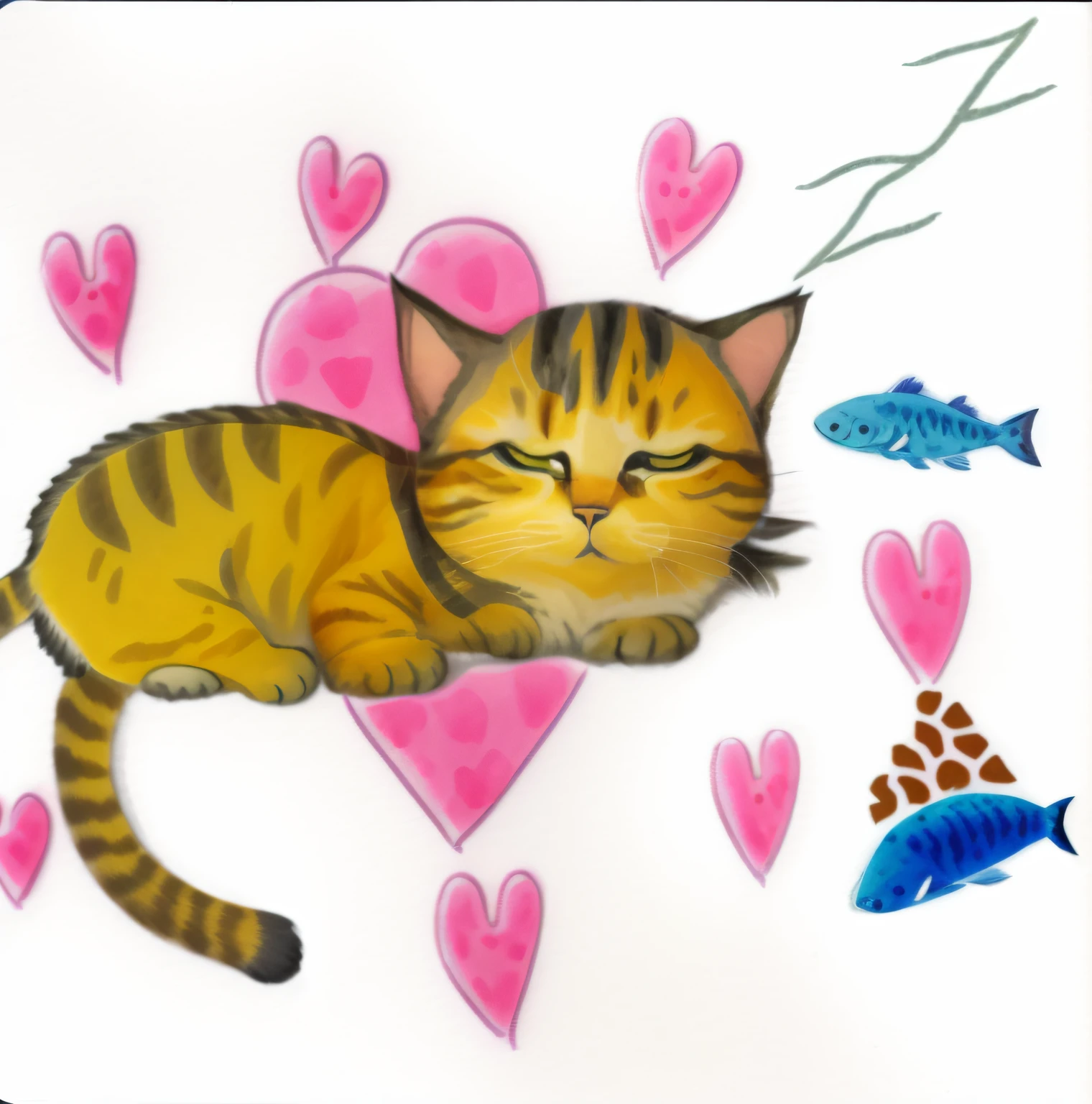 Draw a cat lying on the heart with fish and fish, illustration of a cat, author：Koichiro Kume, A painting of a cat, author：Akuri Uchida, komono, author：Yuki Ogura, cat cat dreamcats, cats cat dreamcats, author：Yuko Tatoshima, author：Nakai Tsubasa