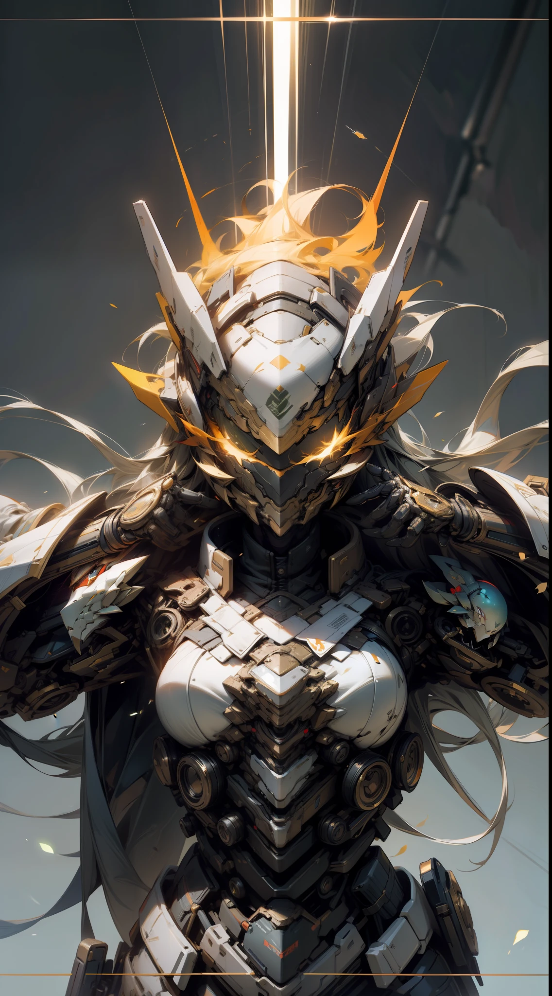 glitch art、((top-quality)), ((masterpiece)), (detaileds:1.4), 3D, nffsw(HighDynamicRange),Ray traching,NVIDIA RTX,Hyper-Resolution,Unreal 5,ultra-detailliert、I'm wearing armor、ember、I'm wearing a helmet、immersive、Eyes glow red、The face is hidden by armor、She is a mechanical