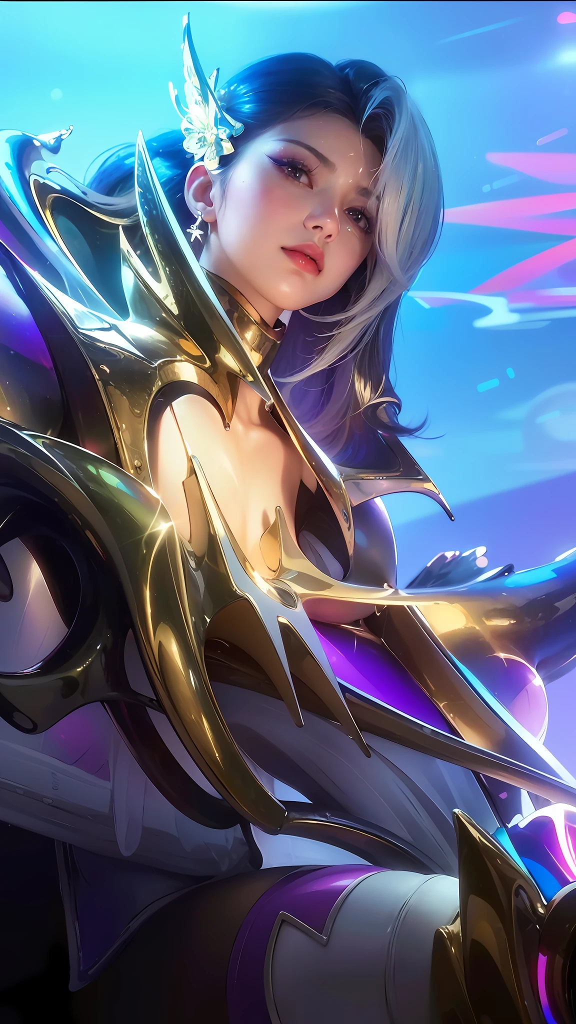 (8k, RAW photo, photorealistic:1.25) ,( lipgloss, eyelashes, gloss-face, glossy skin, best quality, ultra highres, depth of field, chromatic aberration, caustics, Broad lighting, natural shading,Kpop idol) looking at viewer with a serene and goddess-like happiness,