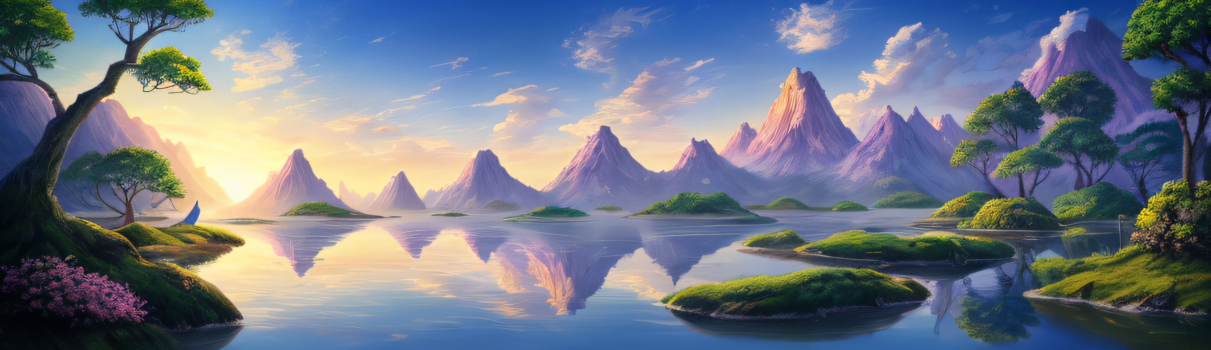 (Best quality),(masterpiece),(ultra detailed),(high detailed),(extremely detailed),Subject: Beautiful Anime Natural Sceneries Medium: Digital illustration or traditional painting. Resolution: 4000x3000 pixels. Color Palette: Vibrant and lush colors inspired by nature. Mood: Serene, tranquil, and awe-inspiring. Composition: Balanced compositions with a focus on natural elements. Lighting: Soft, natural lighting with variations in brightness. Style: Anime-inspired with a touch of realism and fantasy. Details: Include elements such as majestic mountains, serene lakes, blooming fields, and lush forests. Inspiration: Anime landscapes, Studio Ghibli films, real-world natural environments. Camera Setup: None (since it's a digital illustration). Additional Notes: Pay attention to the beauty and intricacy of natural landscapes. Create depth and dimension by incorporating layers of foreground, middle ground, and background elements. Use a variety of brush strokes and textures to capture the textures of trees, rocks, water, and other natural elements. Experiment with lighting and shadows to add depth and realism to the scene. Include small details like birds, butterflies, or wildlife to bring the scene to life. Consider adding elements of fantasy or magic, such as floating islands, mythical creatures, or glowing flora. Use a mix of vibrant and harmonious colors to convey the beauty and vibrancy of nature. Emphasize the serenity and tranquility of the scene by incorporating elements like flowing water, gentle breezes, or a soft sunset. Let your creativity and imagination guide you in creating breathtaking anime natural sceneries that transport viewers to a world of beauty and wonder.