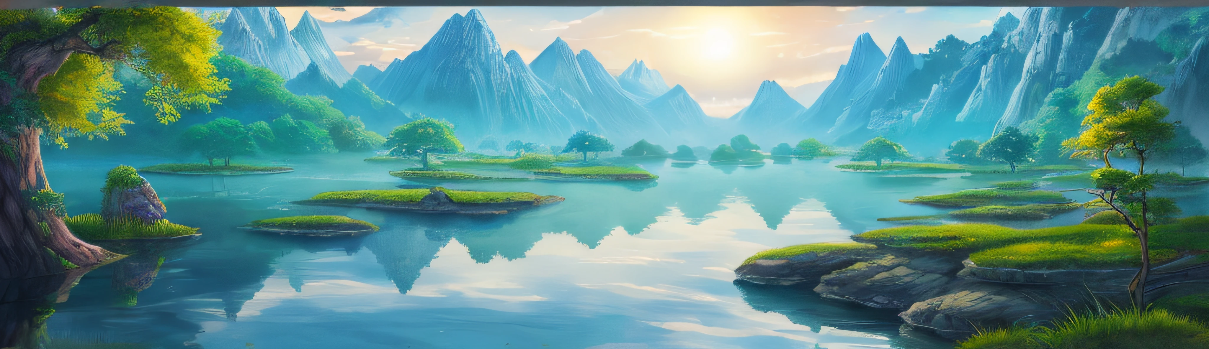(Best quality),(masterpiece),(ultra detailed),(high detailed),(extremely detailed),Subject: Beautiful Anime Natural Sceneries Medium: Digital illustration or traditional painting. Resolution: 4000x3000 pixels. Color Palette: Vibrant and lush colors inspired by nature. Mood: Serene, tranquil, and awe-inspiring. Composition: Balanced compositions with a focus on natural elements. Lighting: Soft, natural lighting with variations in brightness. Style: Anime-inspired with a touch of realism and fantasy. Details: Include elements such as majestic mountains, serene lakes, blooming fields, and lush forests. Inspiration: Anime landscapes, Studio Ghibli films, real-world natural environments. Camera Setup: None (since it's a digital illustration). Additional Notes: Pay attention to the beauty and intricacy of natural landscapes. Create depth and dimension by incorporating layers of foreground, middle ground, and background elements. Use a variety of brush strokes and textures to capture the textures of trees, rocks, water, and other natural elements. Experiment with lighting and shadows to add depth and realism to the scene. Include small details like birds, butterflies, or wildlife to bring the scene to life. Consider adding elements of fantasy or magic, such as floating islands, mythical creatures, or glowing flora. Use a mix of vibrant and harmonious colors to convey the beauty and vibrancy of nature. Emphasize the serenity and tranquility of the scene by incorporating elements like flowing water, gentle breezes, or a soft sunset. Let your creativity and imagination guide you in creating breathtaking anime natural sceneries that transport viewers to a world of beauty and wonder.