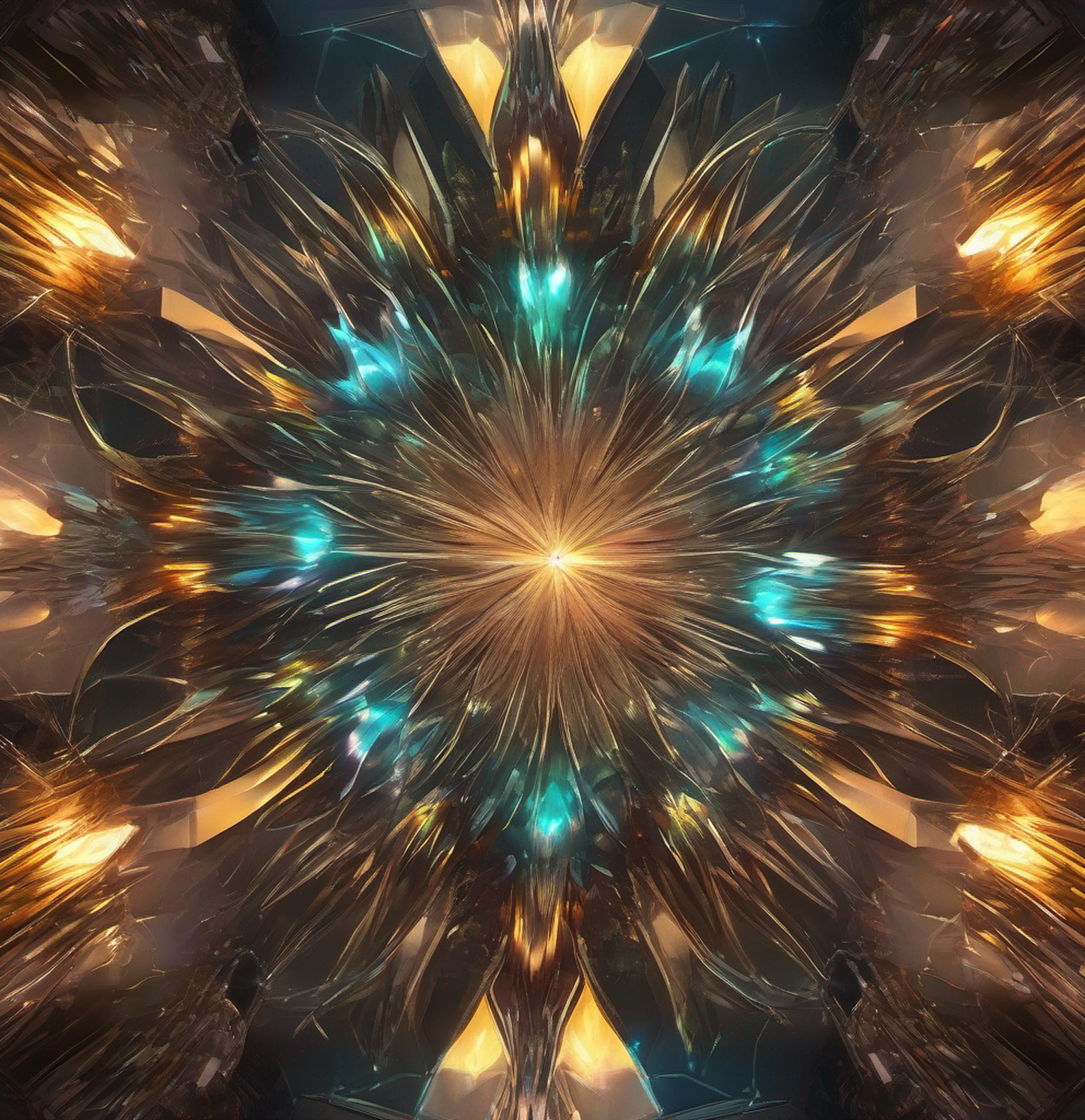Holographic foil, Luminism, from above, Ultra-Wide Angle, diffraction spikes, UHD, masterpiece, ccurate, award winning, highres, best quality, 16k,(((symetric)))