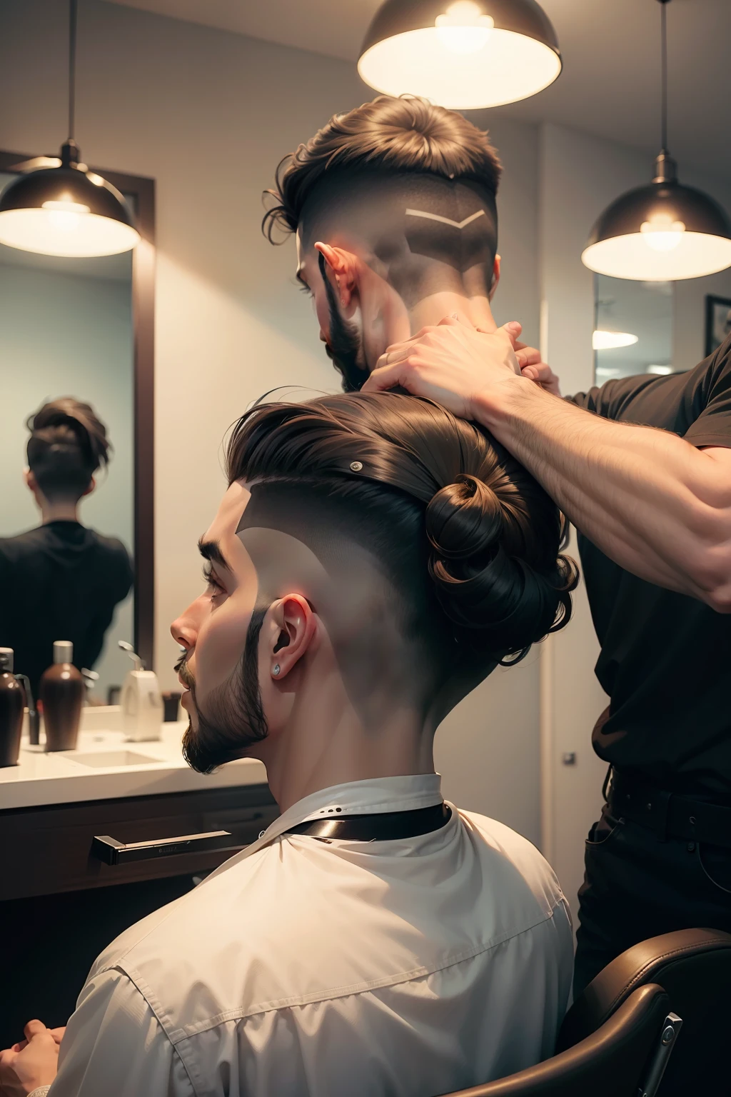 Man cutting hair in hair salon with the highest possible quality