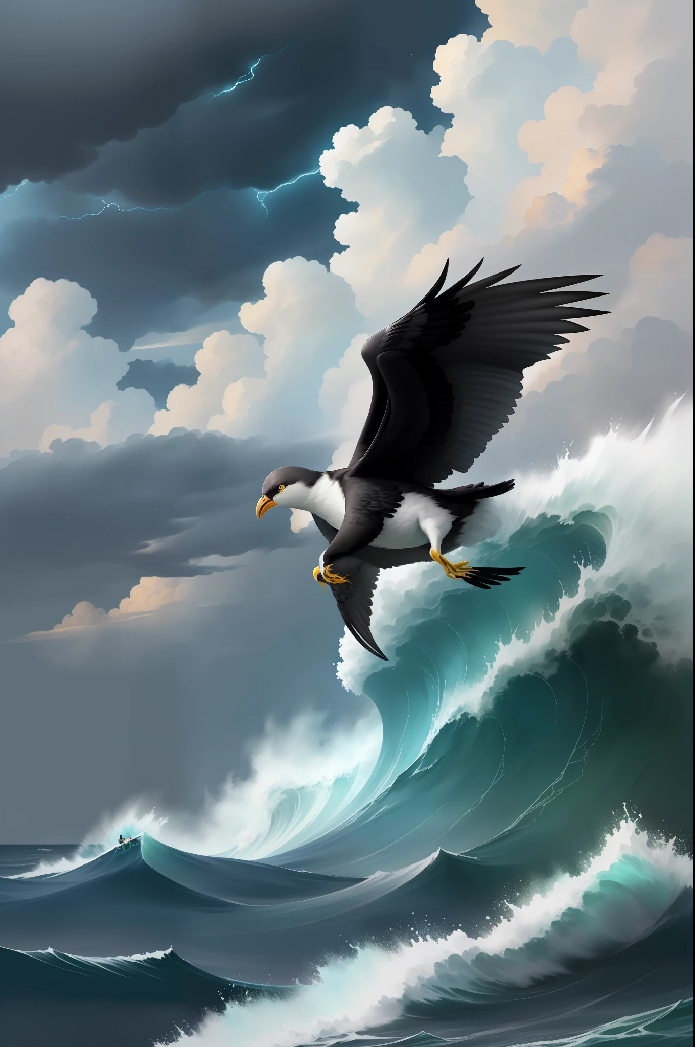 On the vast sea，The wind swept through the clouds。Between dark clouds and the sea，The petrel is like black lightning，Flying proudly。
For a moment the wings touch the waves，In a moment, arrows rushed straight towards the dark clouds，It shouted，-- In the midst of the brave cry of this bird，The clouds heard the joy。
In this cry is filled with the longing for the storm！In this shout，Dark Cloud heard the power of anger、Passionate flame and confidence to win。
Only the proud petrel，Bravely，Feel free，Fly over foaming seas！
The clouds are getting darker，Lower and lower，Press straight down to the sea，And the waves sing on one side，While rushing to the sky，Go to the thunder。
Thunder roared。Waves call in angry droplets，Fight the wind。Look at it，The wind clings to the huge waves，Throw them viciously off the cliff，Break these chunks of jadeite into dust mist and debris。
Petrel shouted，Flying，Like black lightning，Arrows pass through dark clouds like this，Wings skim the droplets of waves。
Look at it，It flutters，Like an elf，-- Proud、Black stormy elves，- It's laughing，It's calling again... It laughs at those dark clouds，It cries out for joy！
This sensitive elf，- It comes from the fury of thunder，Sleepiness has long been heard，It is convinced，Dark clouds can't cover the sun，──Yes，Uncovered！
The wind roared... Thunder roared...
Heaps of dark clouds，Like a cyan flame，Burn on the bottomless sea。The sea catches the arrow light of lightning，Extinguish them in their own abyss。The shadow of these lightnings，Live like a fire snake，Swim in the sea，It disappeared in a flash。
- The Tempest！The storm is coming！
This is the brave petrel，On the roaring sea，In the middle of lightning，Fly proudly；This is the prophet of victory shouting：
- Let the storm come more violently！country