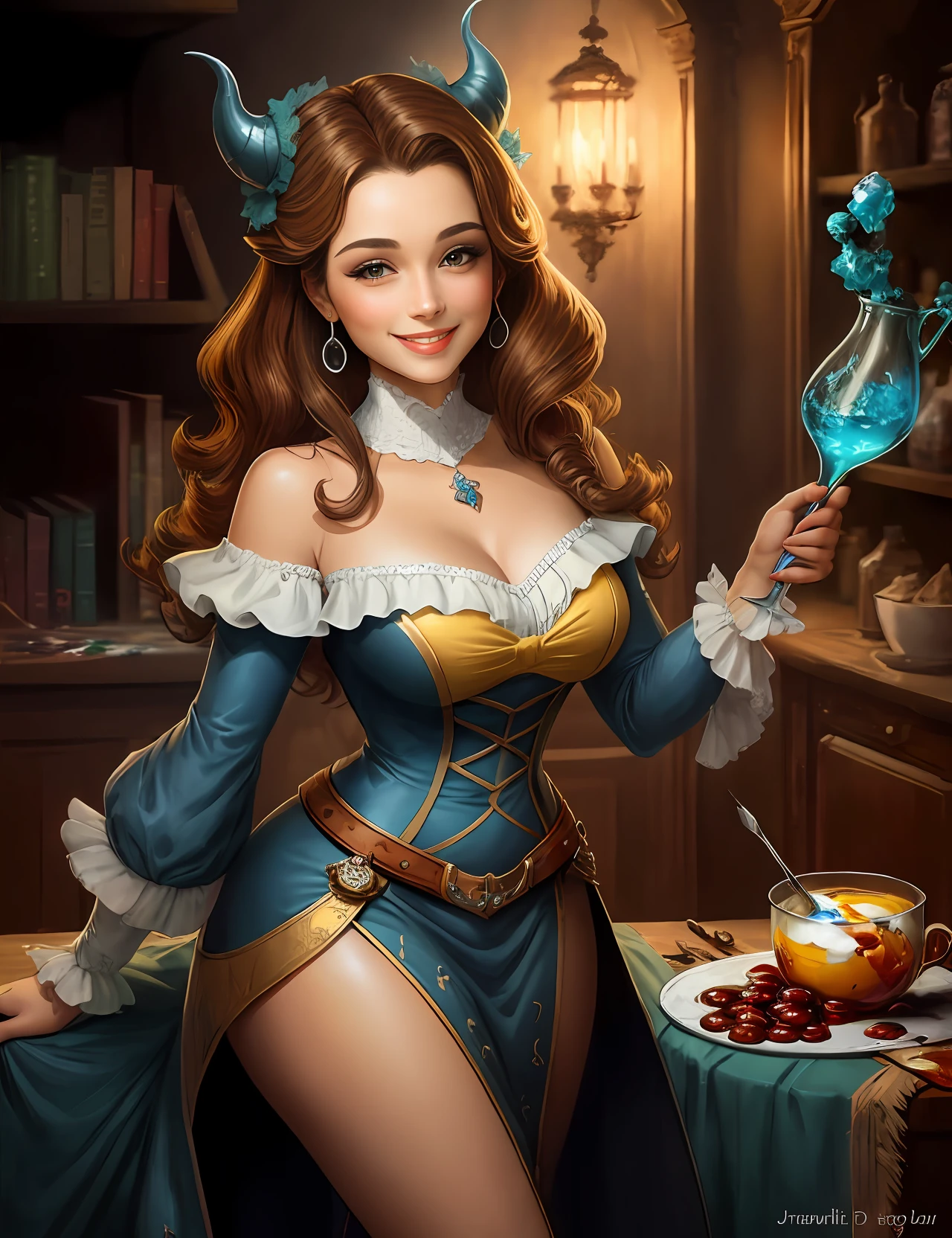 Belle peinture de personnage，Woman with a sweet smile，Hot devil figure