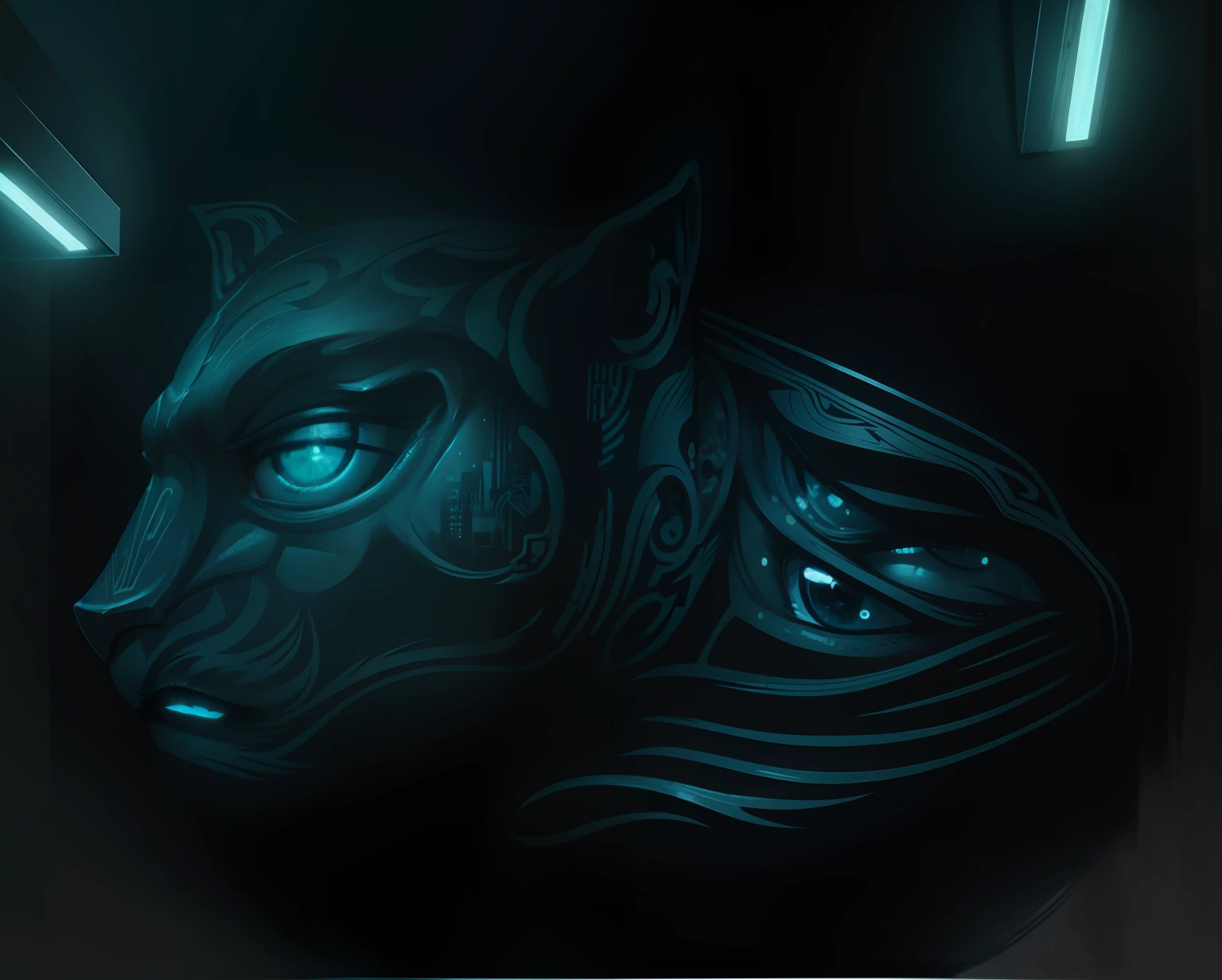 Chang background into dark city, eyes glowing, realistic