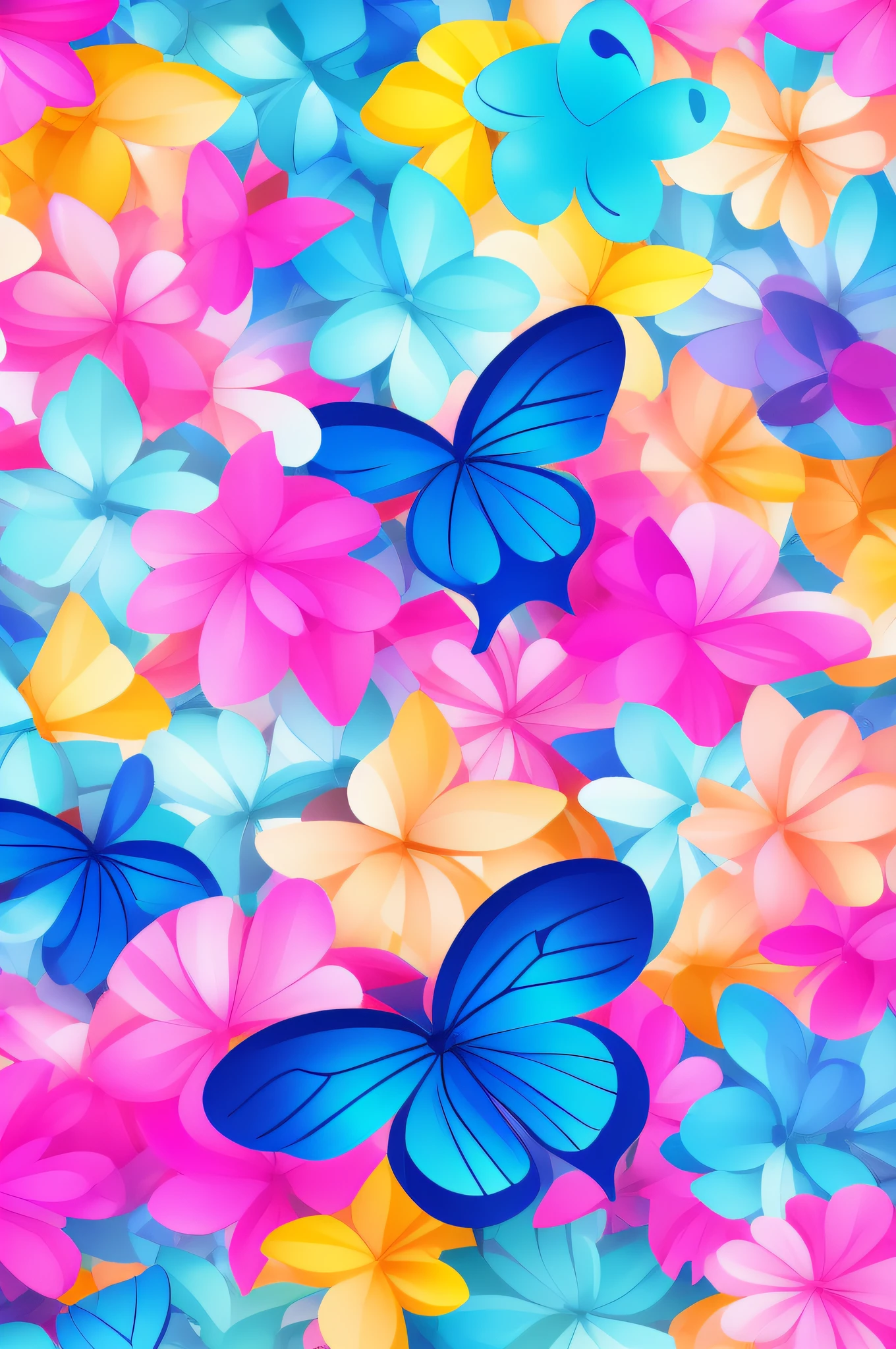 Create a logo with a blue butterfly with wings formed by different types of papers, como papel de seda, paperboard and scrapbooking paper. Use bright colors to convey joy and vibrancy.