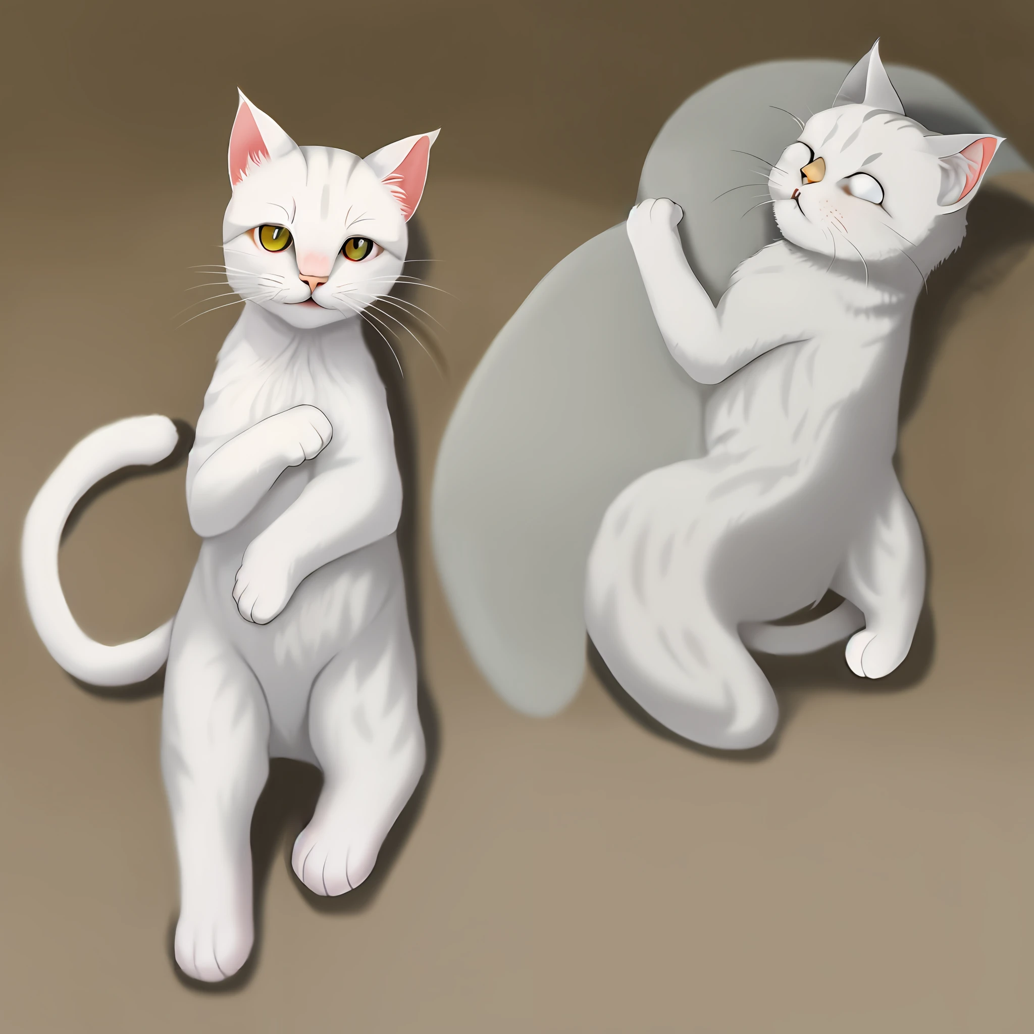 White cat furry