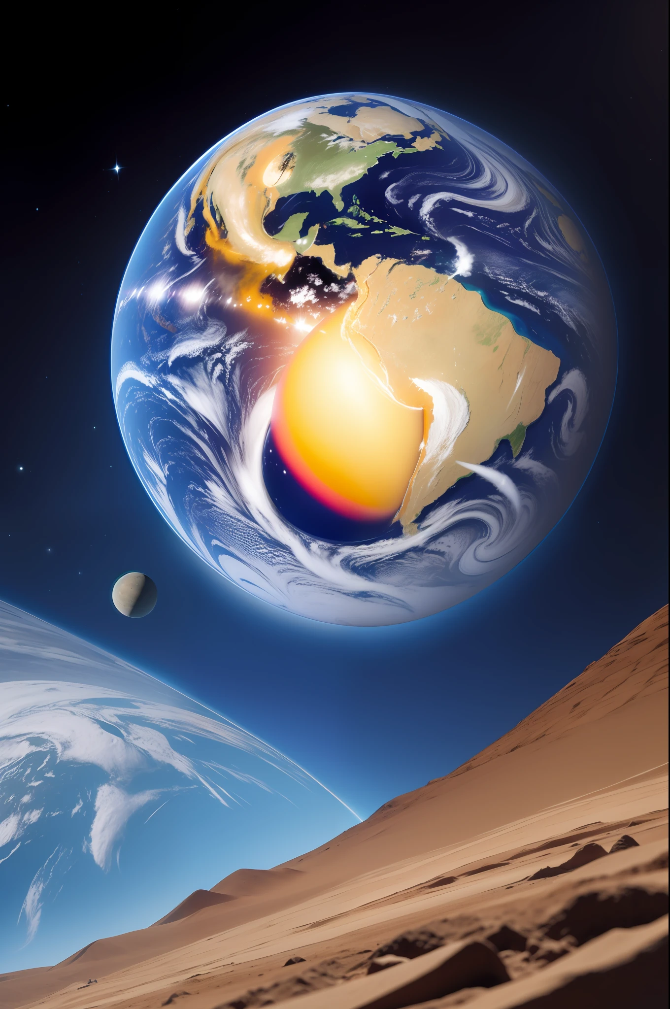 Three Earth planets side by side, obra prima