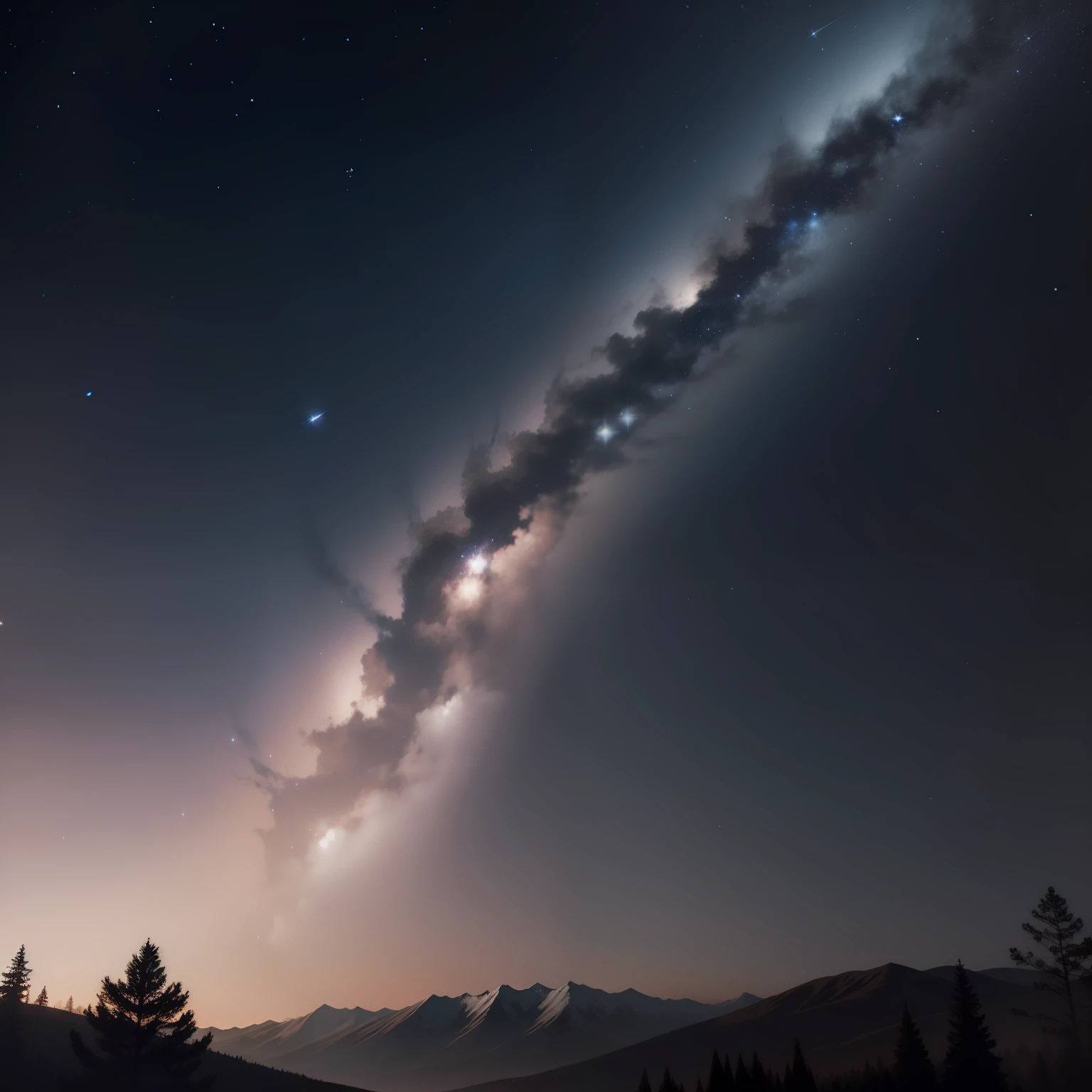 Stars streak across the sky,Leaves a silvery-white glow