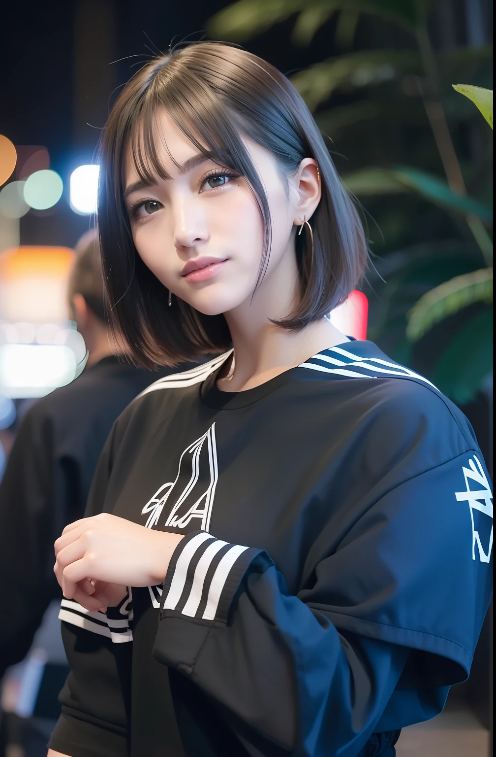 short hair, black clothes, girls, beautiful