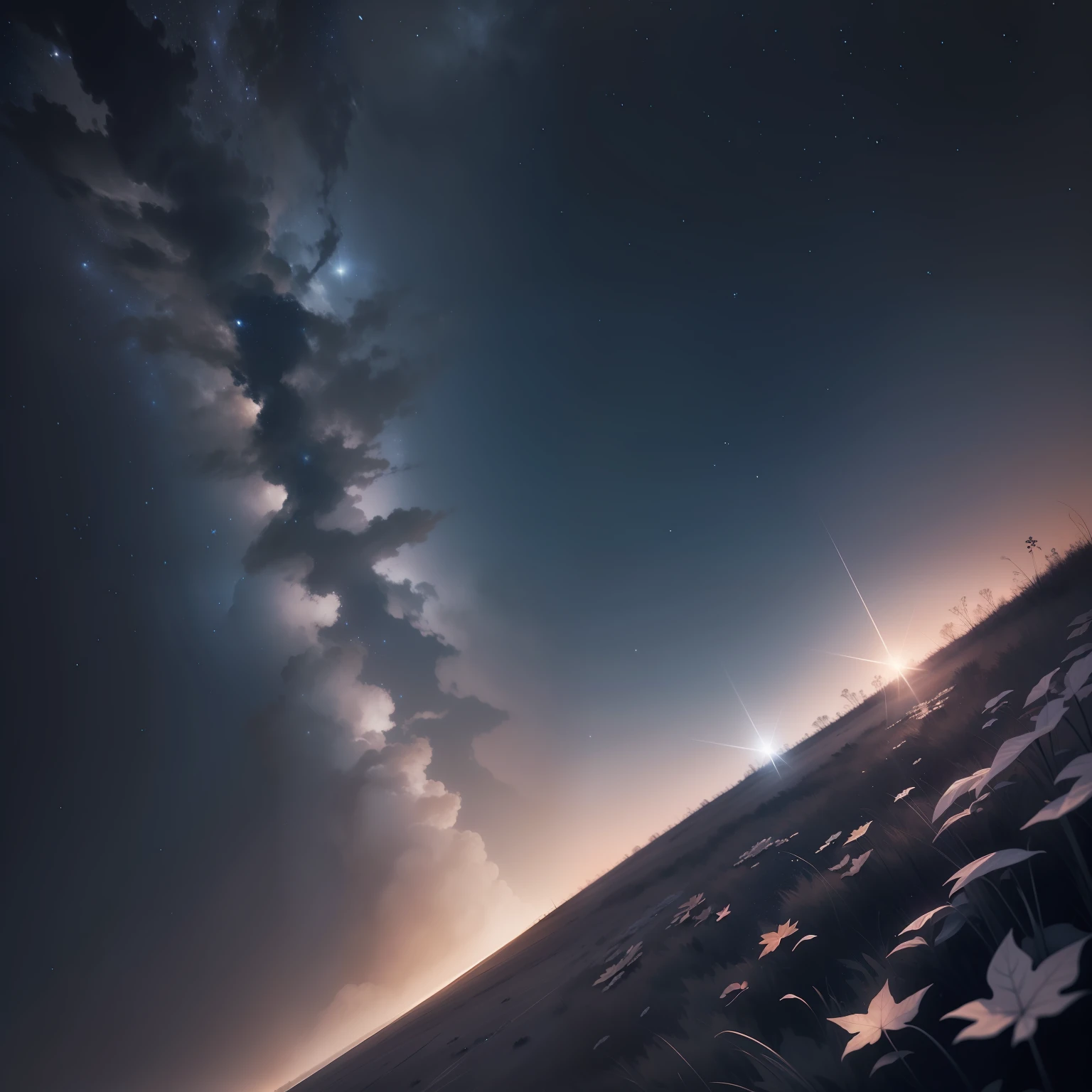 Stars streak across the sky,Leaves a silvery-white glow