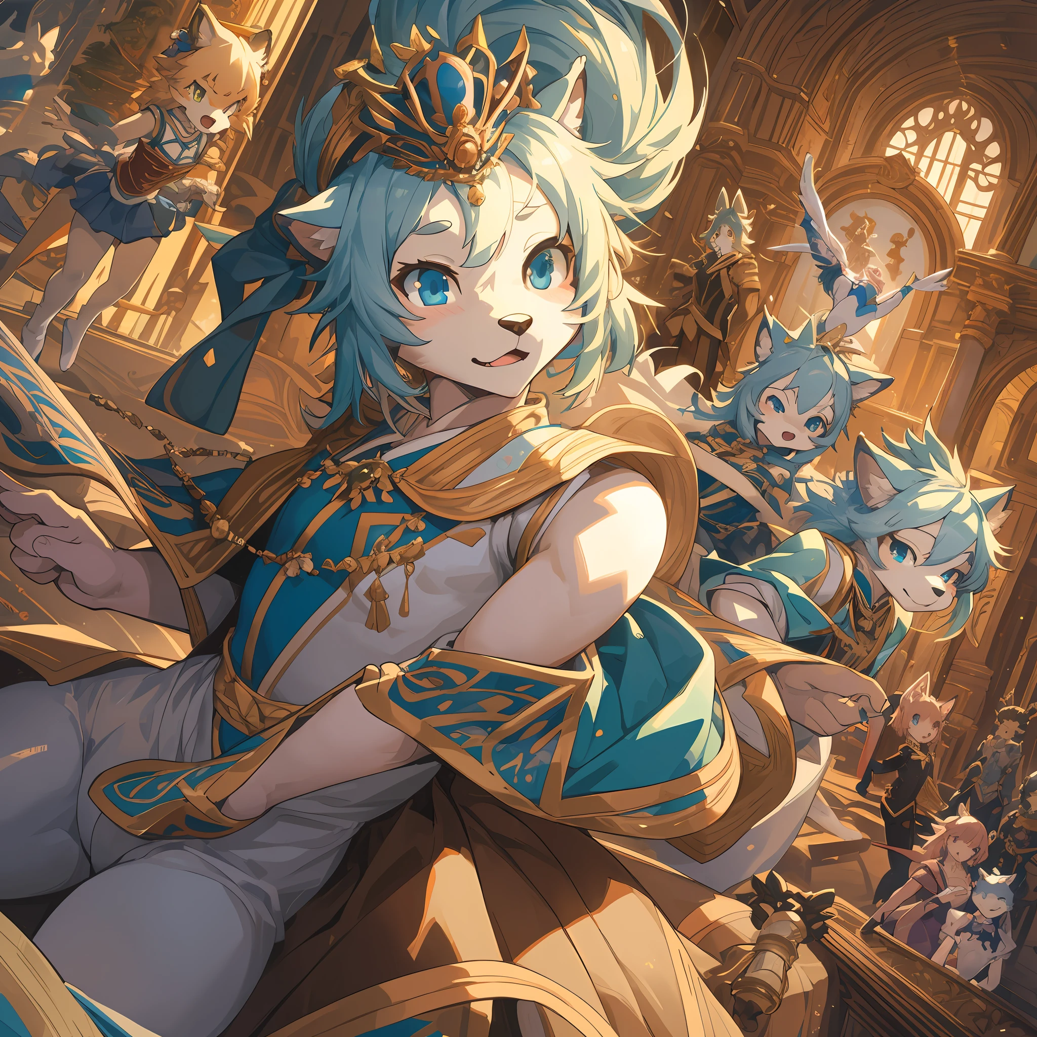 top quality, best quality, High-quality illustrations, masterpiece, super high resolution, detailed background, ballet, The Nutcracker, 6+boys, 6+girls, absurdres(highly detailed beautiful face and eyes)perfect anatomy, expression, good lighting, cinematic shadow(kemono, furry anthro)assorted poses, dynamic angle,