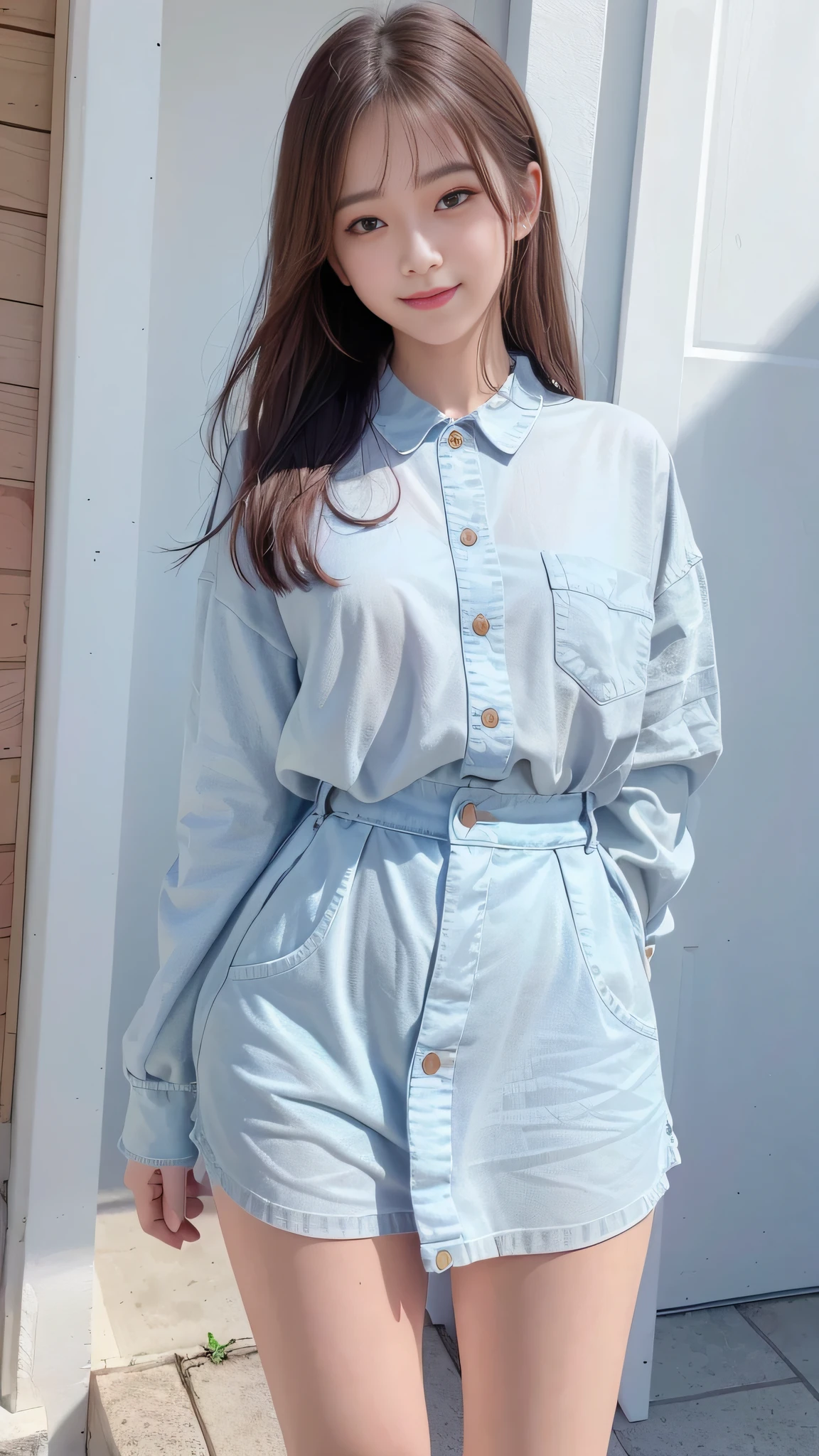 one teenage cute girl in uniform, (masterpiece, best quality:1.2), ultra high res, (photorealistic:1.4), detailed skin, cinematic lighting, friendly, intelligent, conversation engaging, happy, kind, energetic, cheerful, creative, with sparkling eyes and a contagious smile