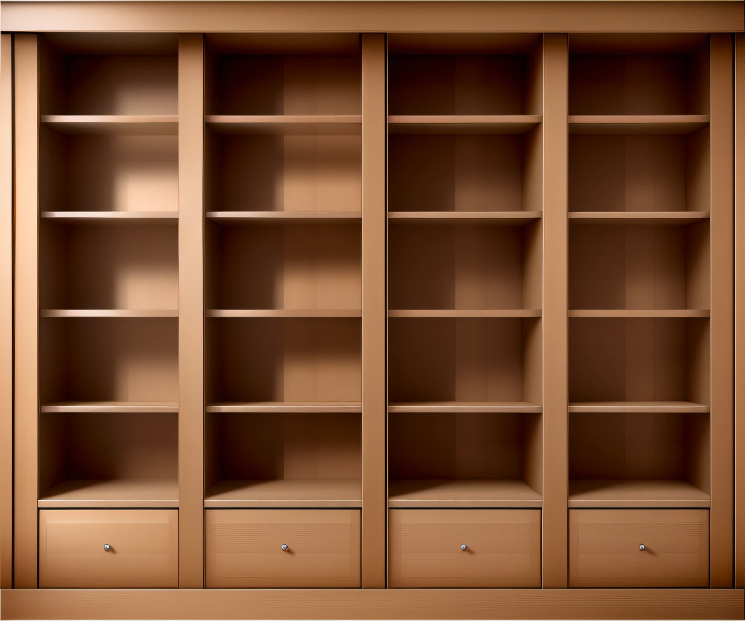 A close-up of a bookcase，Wooden bookcase，There is no handle