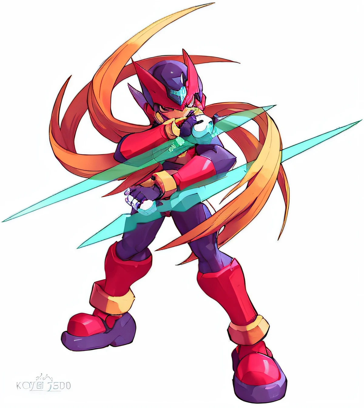 a close up of a cartoon character holding a sword, this character has cryokinesis, fighting game character, Combat stance energy, Fighting posture, Katana Zero video game character, Fighting stance, badass posture, fightingpose, attack pose, powerful stance, fighter pose, battle action pose, scarab reploid, Humanoid form, Main character, cyber fight armor