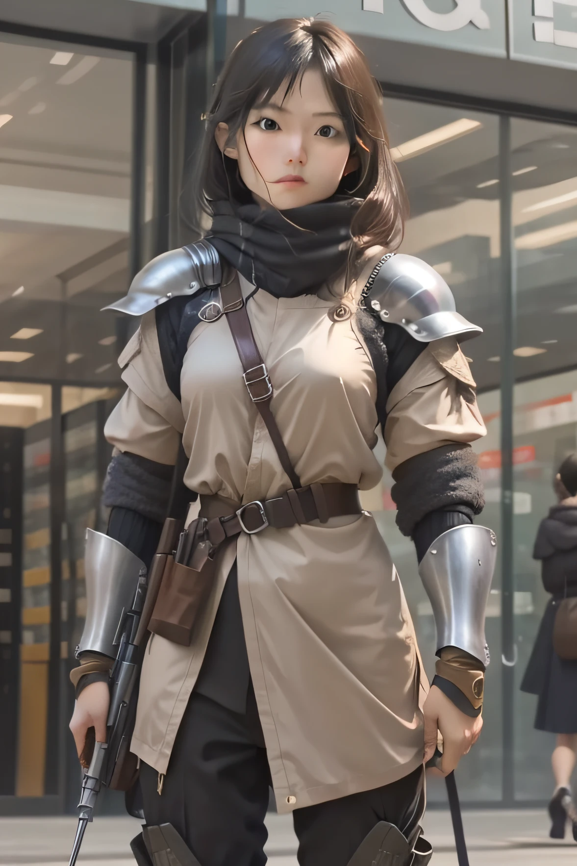 General Hakuba Silver Spear Silver Armor Female Holding Gun