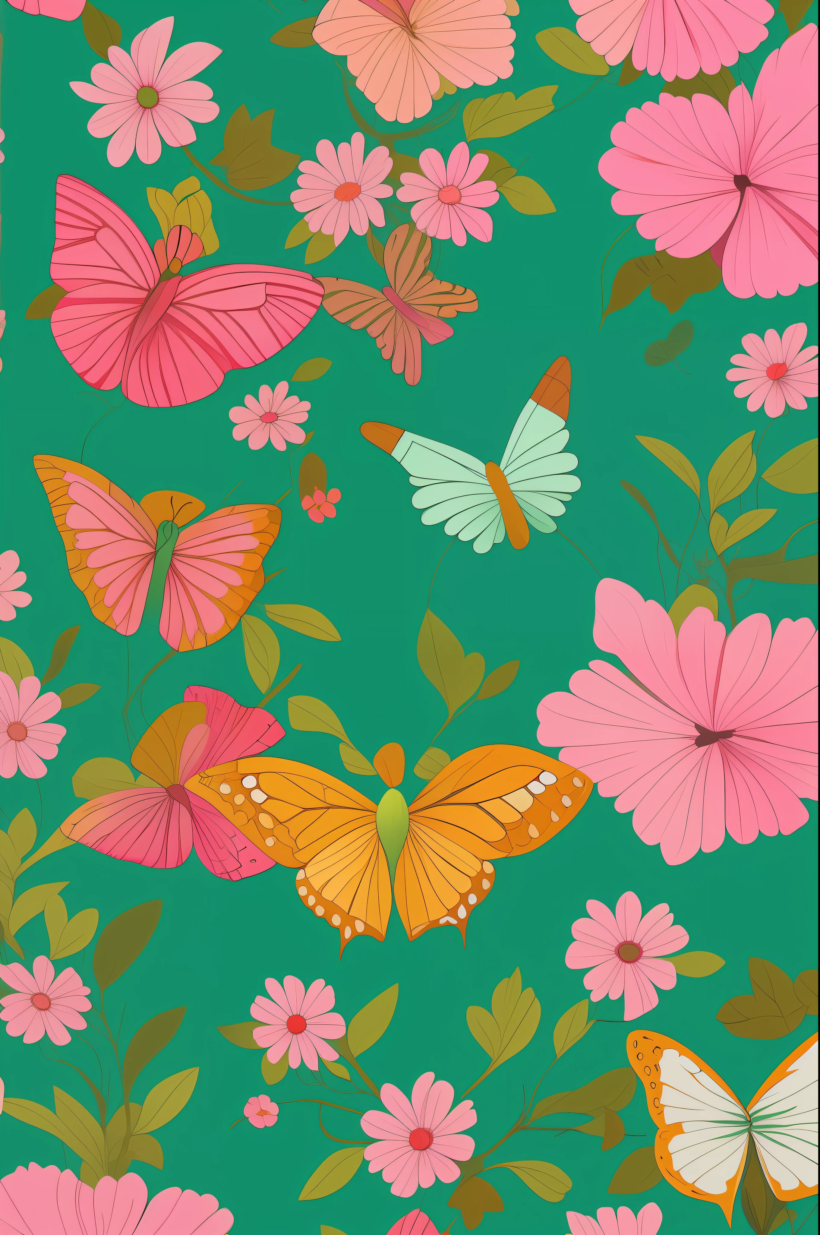 borboletas voando no ar com um fundo verde, borboletas voando, Borboletas, butterflies floating in the sky, arte pop borboleta, design de papel de parede, borboletas brilhantes, papel de parede do iphone, papel de parede!, wallpaper mobile, arte de fundo, fundo do iphone, fundo colorido, turquesa rosa e verde, borboletas e vermes, fundo do papel de parede, papel de parede do telefone, borboleta, summer color pattern, papel de parede bonito do iphone