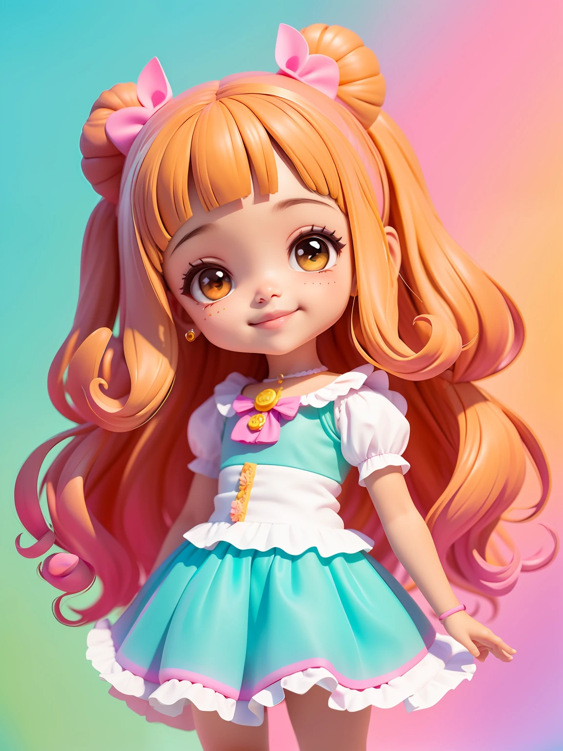 Loli cute menina morena bonita e fofa, tema princesa,  sorriso claro, corpo inteiro, :3, fundo tom pastel , colorido e simples.