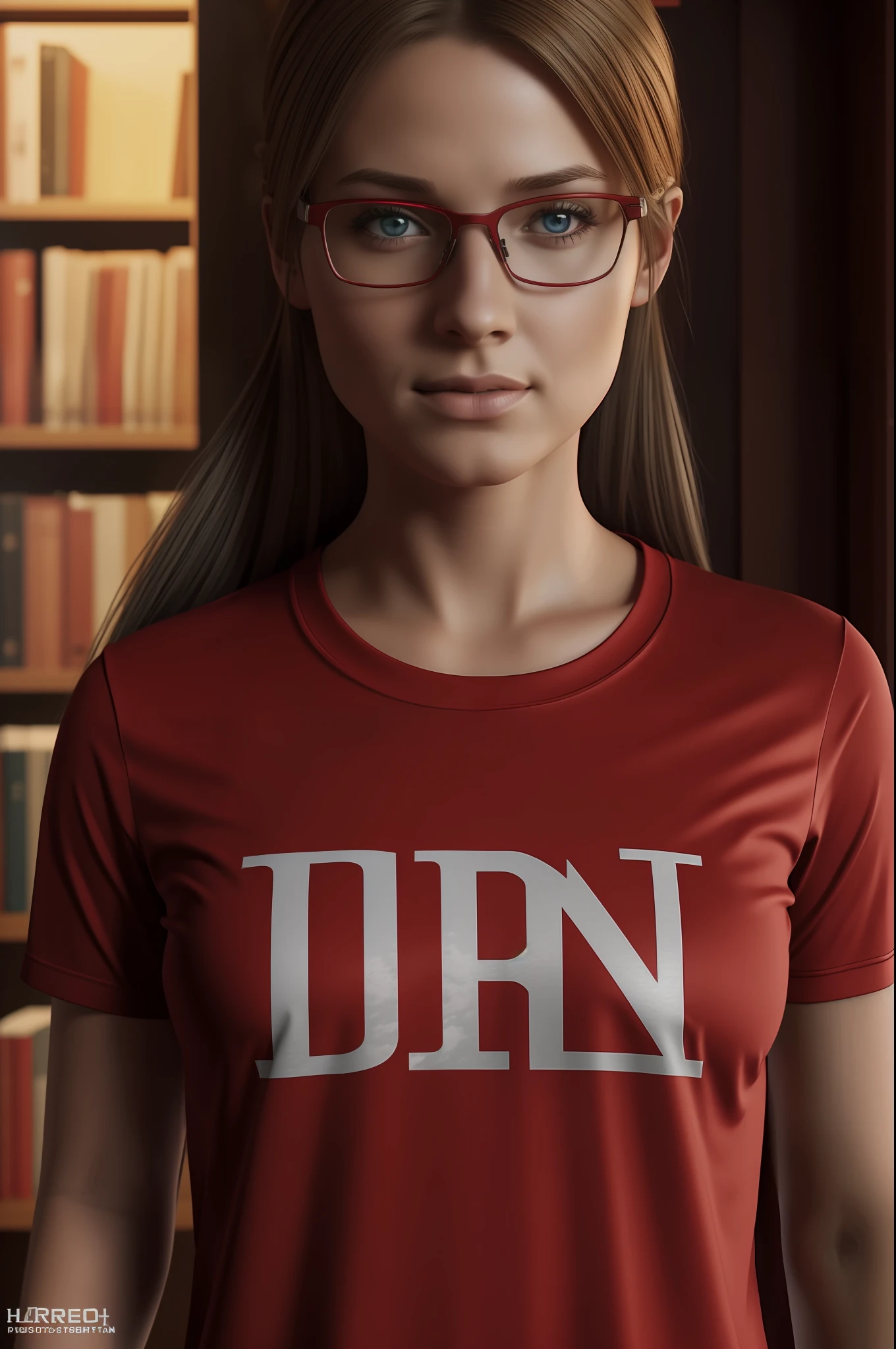 best quality, ultra high res, (photorealistic:1.4), female d&d player, finnish girl, geek, red t-shirt, hdr, hyperdetailed