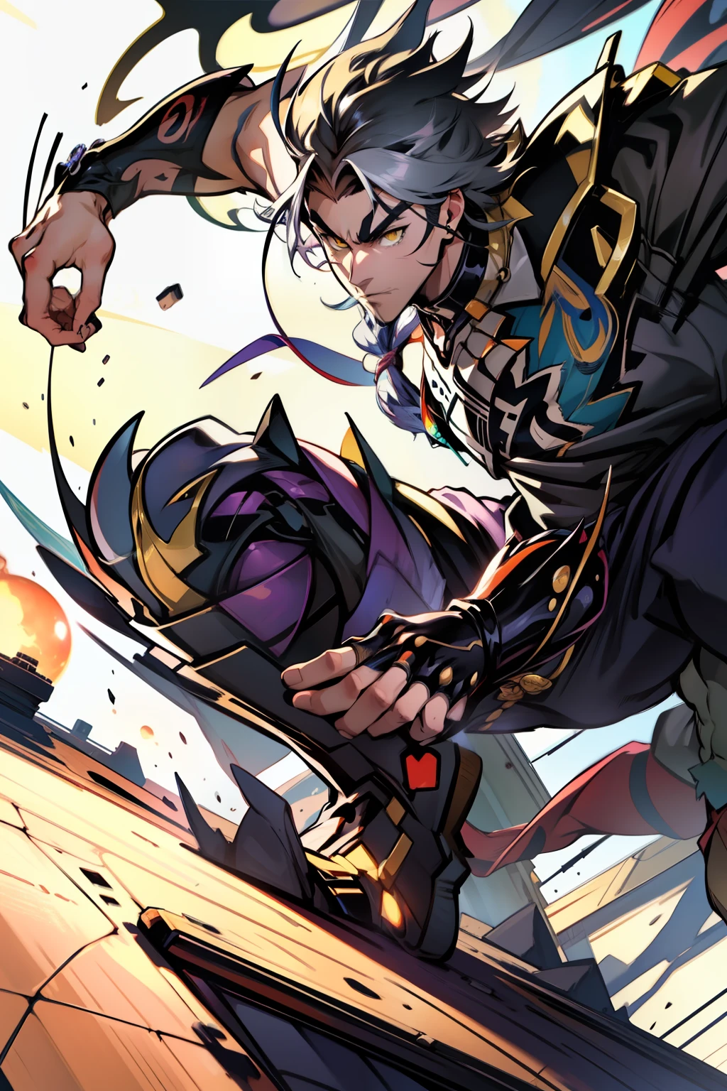 《the original god》Arataki Kazuto , male people,,((Masterpiece)), ((Best quality)), Ultra detailed,((illustration)), Dynamic Angle, Detailed light, (Delicate eyes), Floating, 1boy, Male focus, Head, Clothing, Yellow eyes, necklace, tattoo, (Forehead:0.8), (ahoge:0.8), jewelry, apathy,Ray, chest muscle, Sexy , Venom symbiote for your body, Black mucus of the body , (into venom), Venom,frontage,style of anime4 K, 4K anime wallpaper, Badass anime 8 K, 4 k comic wallpaper, young anime man, Anime boys, Anime wallpapers 4 k, Anime wallpaper 4K, High quality anime art style, Anime moe art style, Anime art wallpaper 8 K, Anime art wallpaper 4 K, RGB lighting