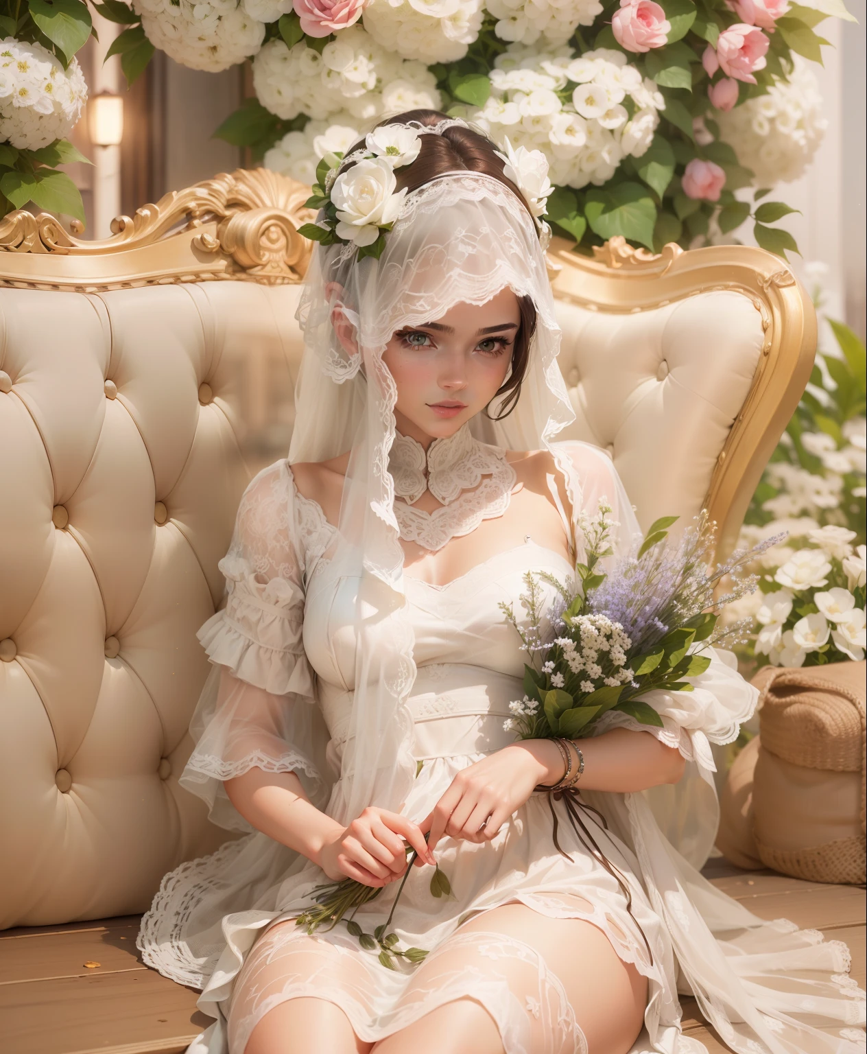 ((Realistic lighting, Best quality, 8K, Masterpiece: 1.3)), Focus: 1.2, 1girl, Perfect Figure: 1.4, Slim Abs: 1.1, ((Dark brown hair)), (White dress: 1.4), (Outdoor, Night: 1.1), City streets, Super fine face, Fine eyes, Double eyelids,
