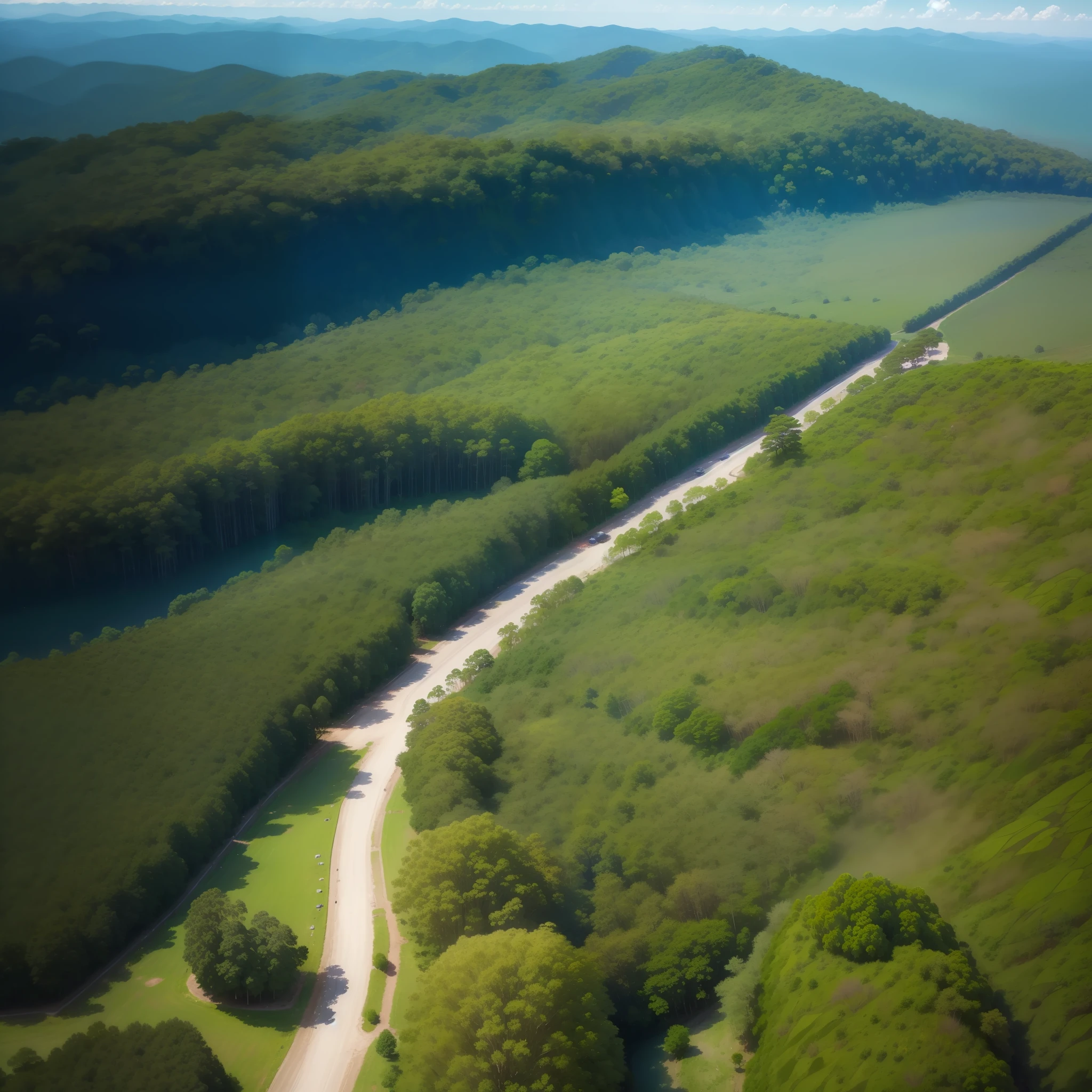 Aerial view of the forest. Estrada .