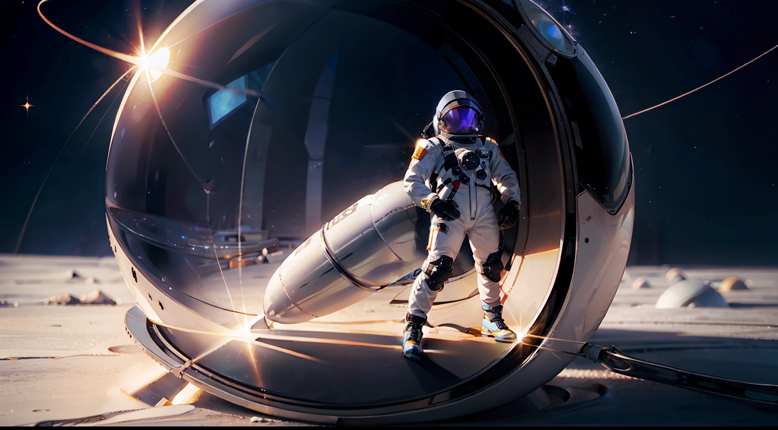Chrome spacesuit,The shell is broken,glittery