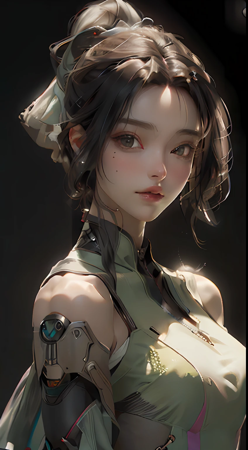 melhor qualidade), ((master part), (detalhe: 1.4), ..3d, Uma bela mulher cyberpunk, HDR (high dynamic range), ray tracing, NVIDIA RTX, Super-Resolution, irreal 5, Subsurface scattering, Texturas PBR, Post-processing, anisotropic filtering, profundidade de campo, Maximum Sharpness and Clarity, Texturas multicamadas, Mapas de Albedo e Destaque, surface shading, Precise simulation of light-material interactions, perfectly proportions, octan render, luz bicolor, grande abertura, ISO baixo, White balance, rule of thirds, 8K BRUTO, , fora do ombro, Camisola, corpo inteiro, belas pernas