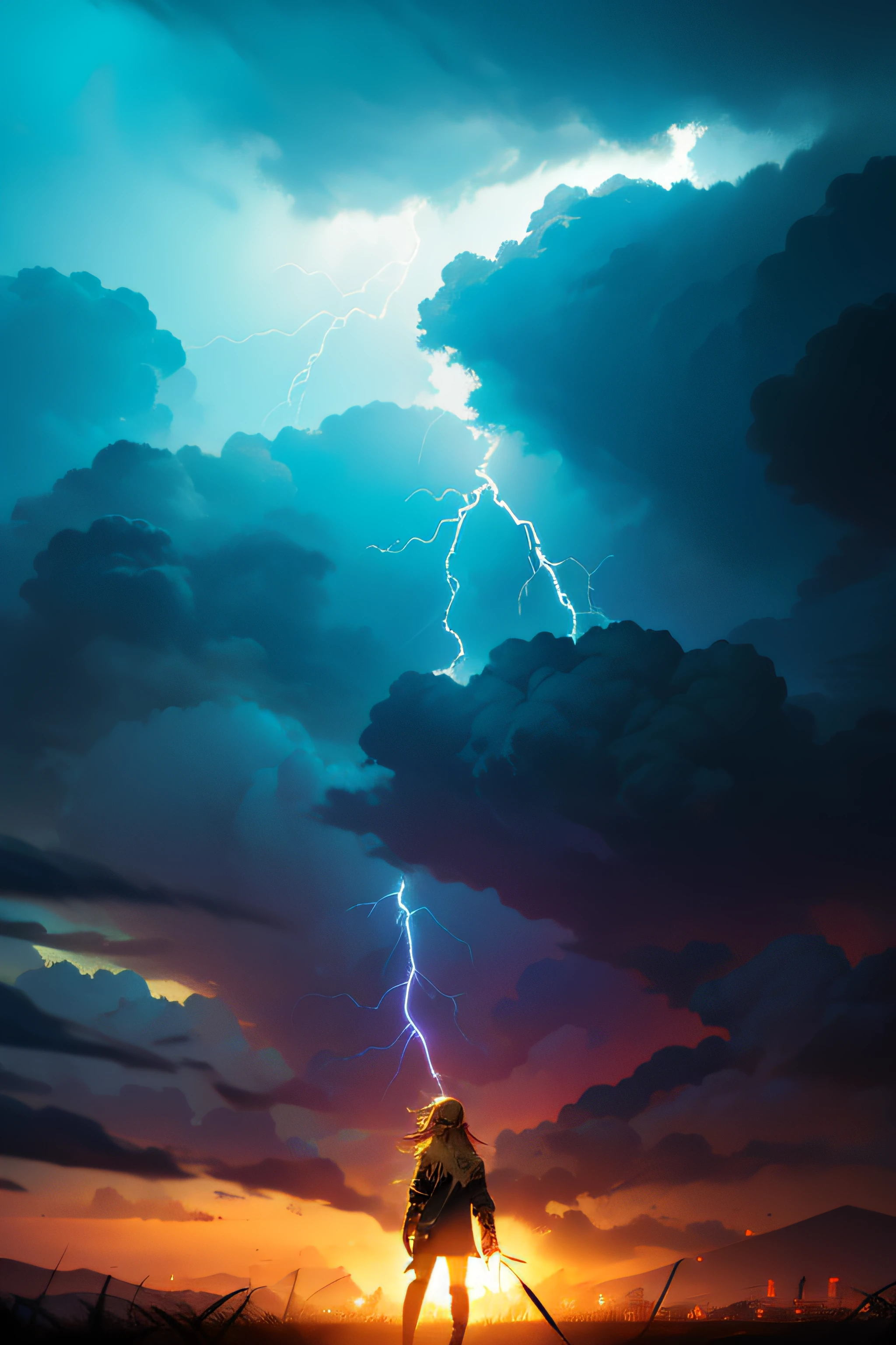 Thunder ao redor, Homem corpo adulto, roupa preta, ((cabelo blond)), roupas Satoru gojou, roupas escuras, roupas pretas, ((hands on sunglasses)), fundo neon, fundo Tokyo, cabelo longo, bola de chiclete na boca, Thunder around, barra, thunders, Thunder ao redor, Several thunderstorms on the scene
