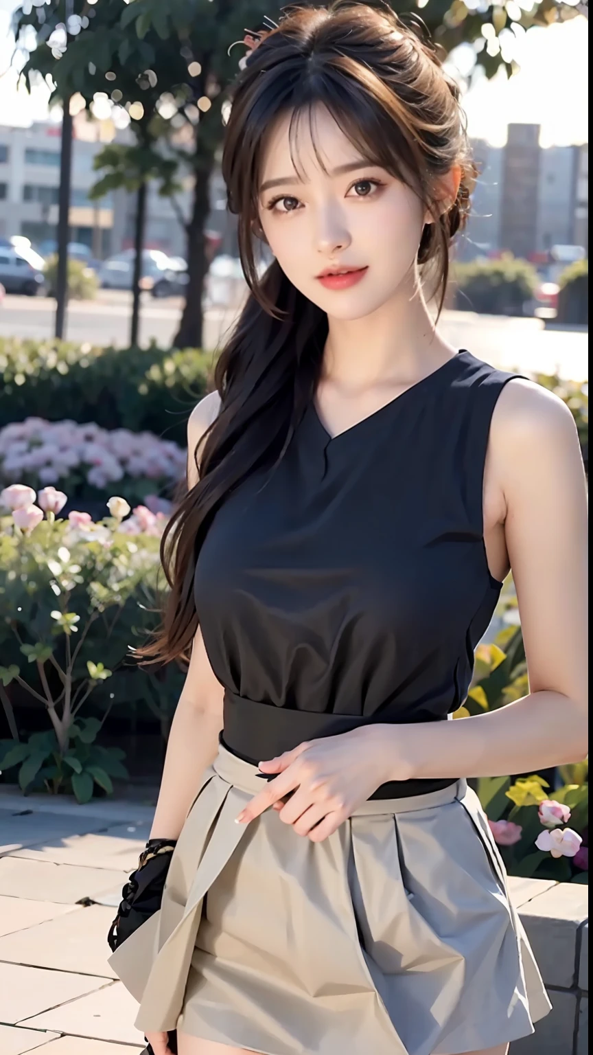 Masterpiece, Best Quality, (Realistic, Photorealistic Photo: 1.37), 8K, An Extremely Delicate and Beautiful, Amazing, Fine Details, Official Art, Ridiculous, Incredibly Ridiculous, Huge File Size, Ultra Detailed, Extremely Detailed, Beautiful Meticulous Girl, 1 Girl, (Perfect Female Figure), Full Body, Short Skirt,