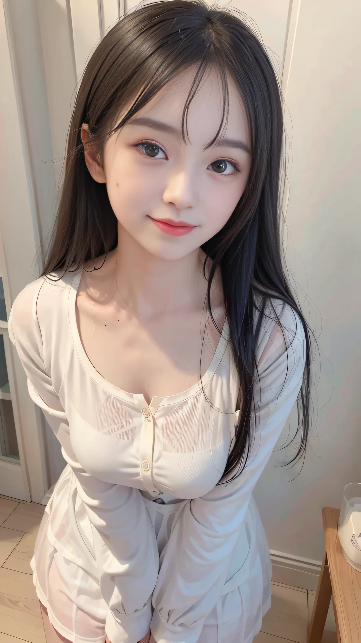 A cute girl in uniform,Hold a milk tea cup with a straw in one hand,(tmasterpiece,best qualtiy:1.2),超高分辨率,(Fidelity:1.4),Delicate skin,Cinematic lighting,friendliness,clever,The conversation was engaging,cheerfulness,goodness,Full of prunes,cheerful big breasts,Be creative,There are sparkling eyes and an infectious smile