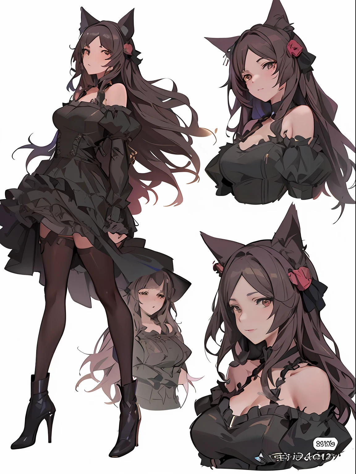 a close up of a person wearing a cat costume, from girls frontline, beautiful anime catgirl, detailed anime character art, Anime character art, Attractive cat girl, Fine details. Girl front, Anime character design, pretty anime character design, Anime girl wearing black dress, Very beautiful anime cat girl, trending on artstation pixiv, anime full body illustration