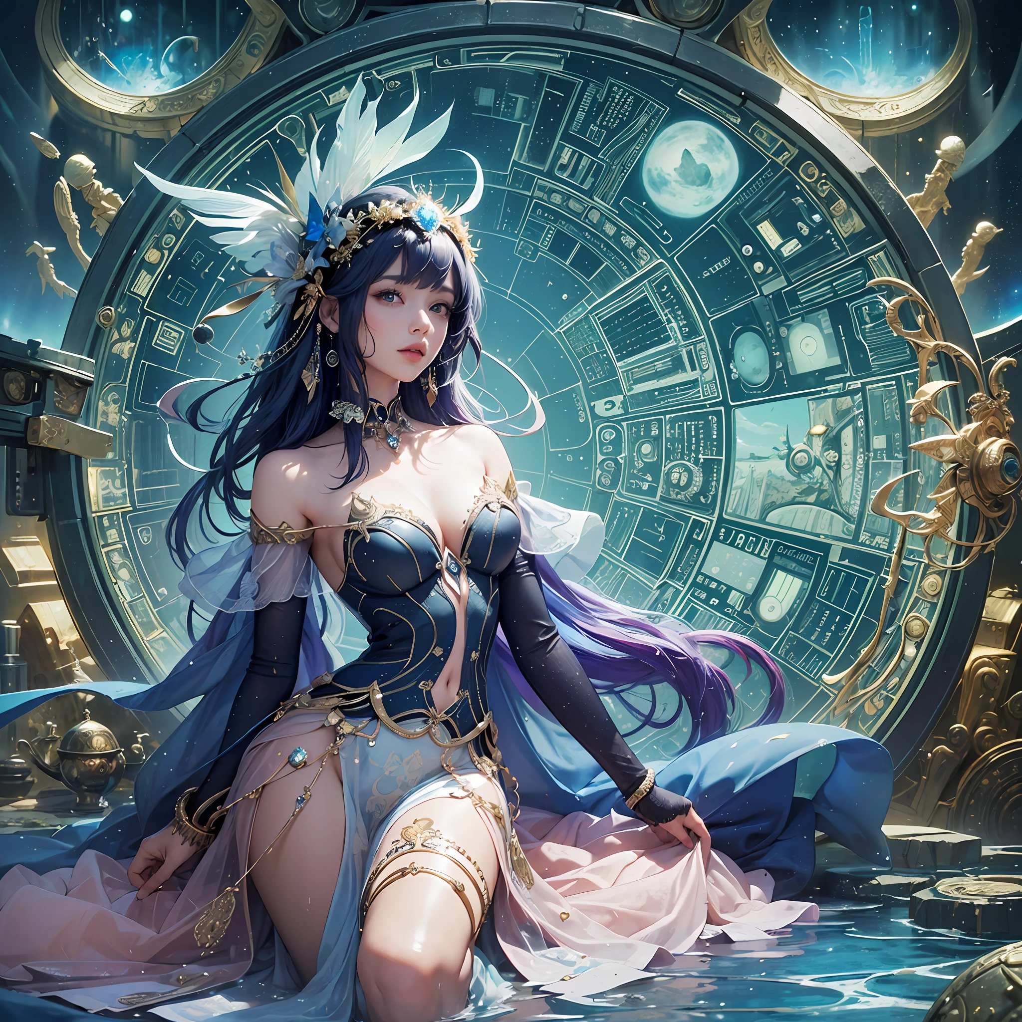 (Masterpiece, Award winning, Highest Quality:1.2), woman making a Sci-Fi Stargate , amazing , by Chiho Aoshima, (highly intricate details, refined illustration:1.4), 16k, UHD, HDR,(Masterpiece:1.5), (best quality:1.5), beautiful Stargate water iris